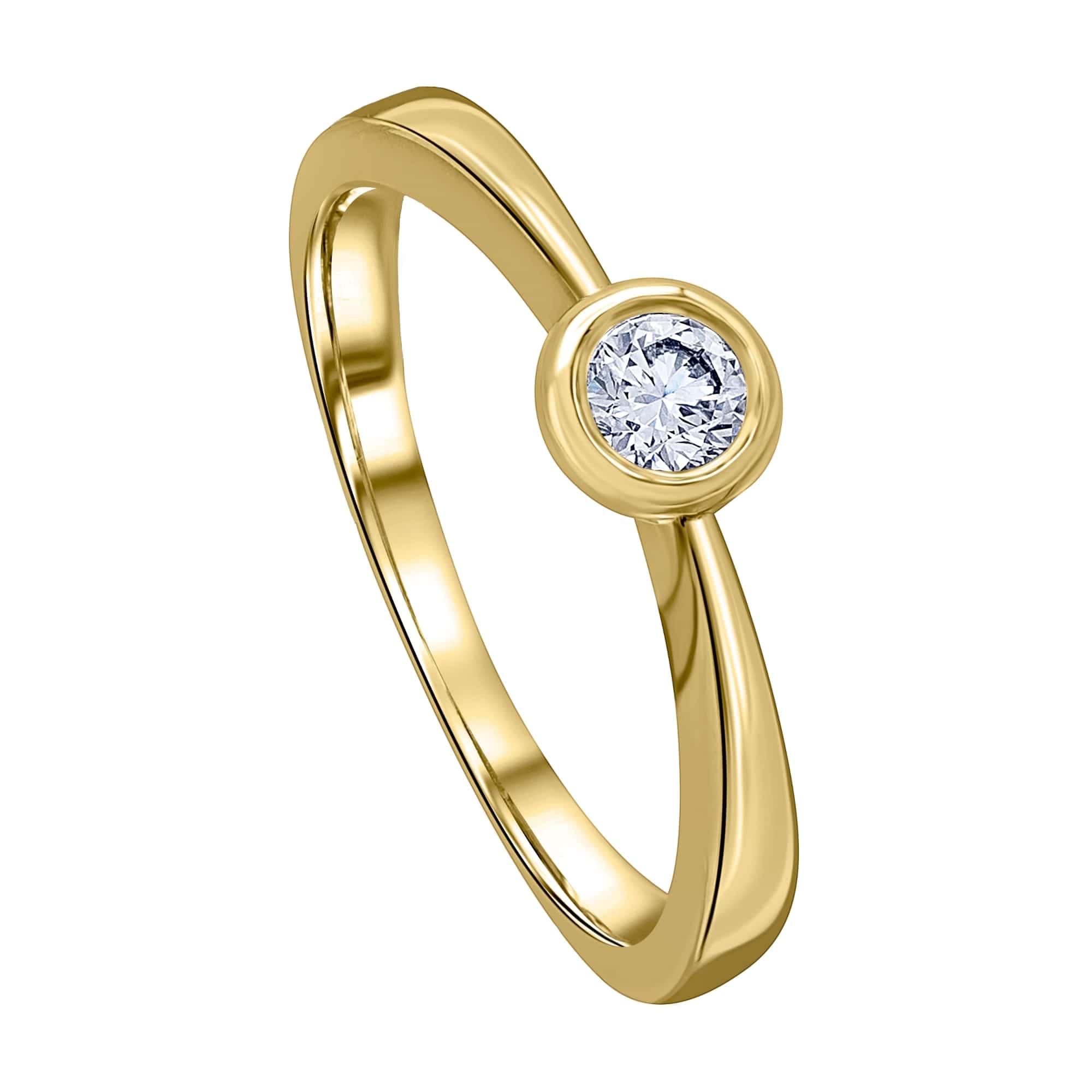 ONE ELEMENT Diamantring »0.15 ct Diamant Brillant Zarge Ring aus 585 Gelbgold«, Damen Gold Schmuck Zarge
