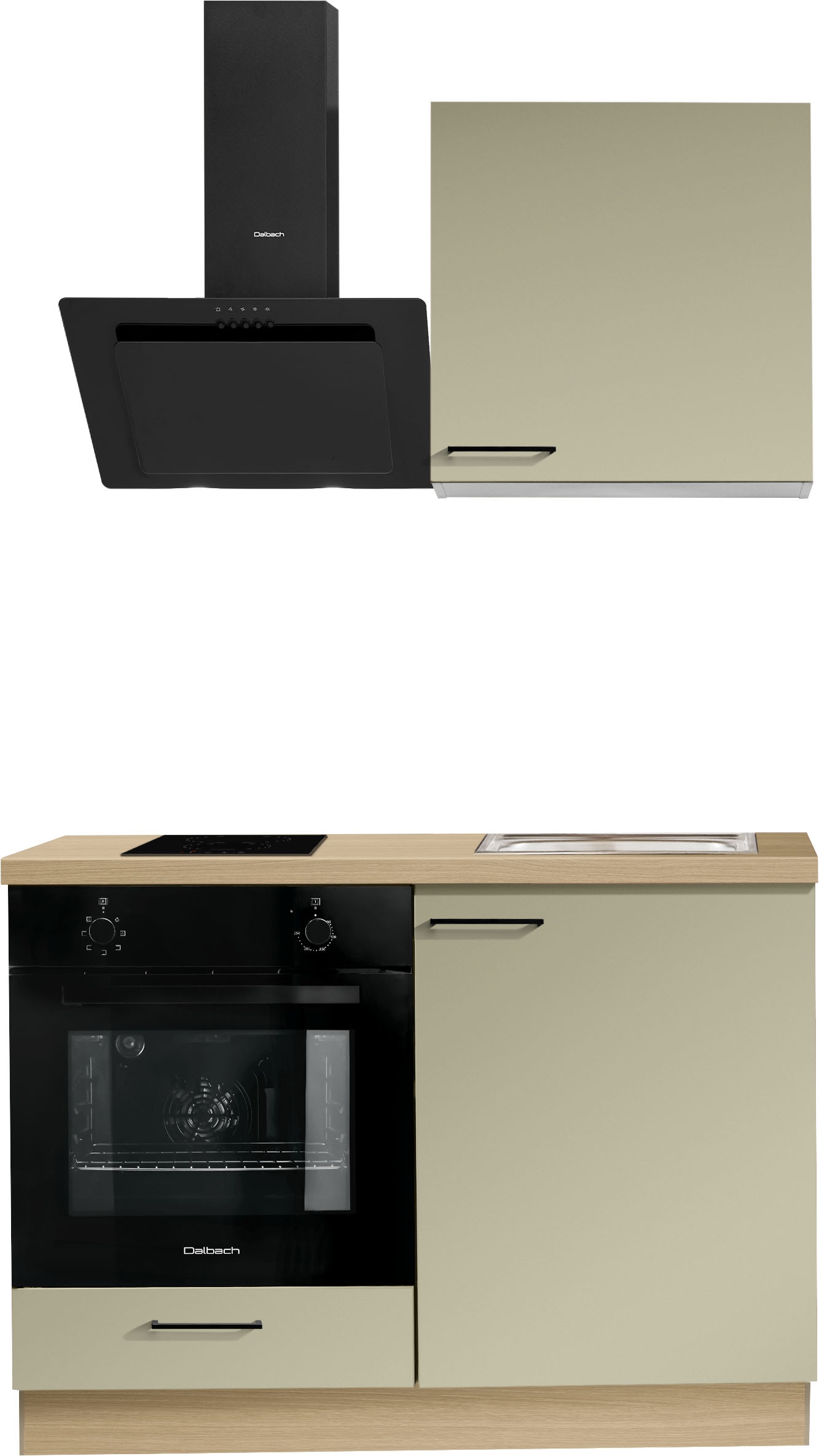 KOCHSTATION Küchenzeile "KS-Solmera" Breite 120cm, vormontiert, inkl. Tisch, wahlweise mit E-Geräten