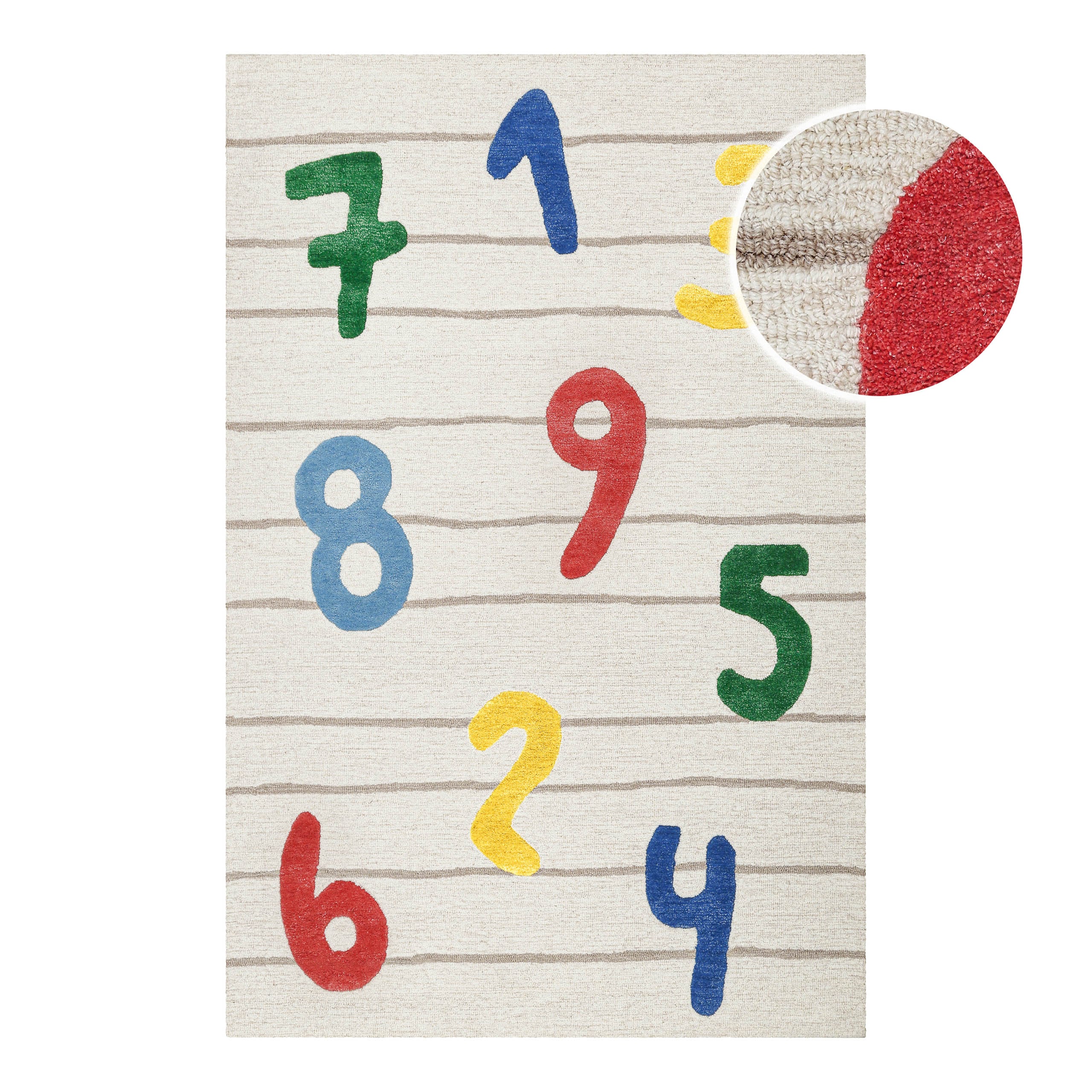 SMART KIDS "Countdown" rechteckig 16 mm Höhe Kinderteppich mit Zahlen, Hoch-Tief-Effekt, Schurwolle, Spielzimmer