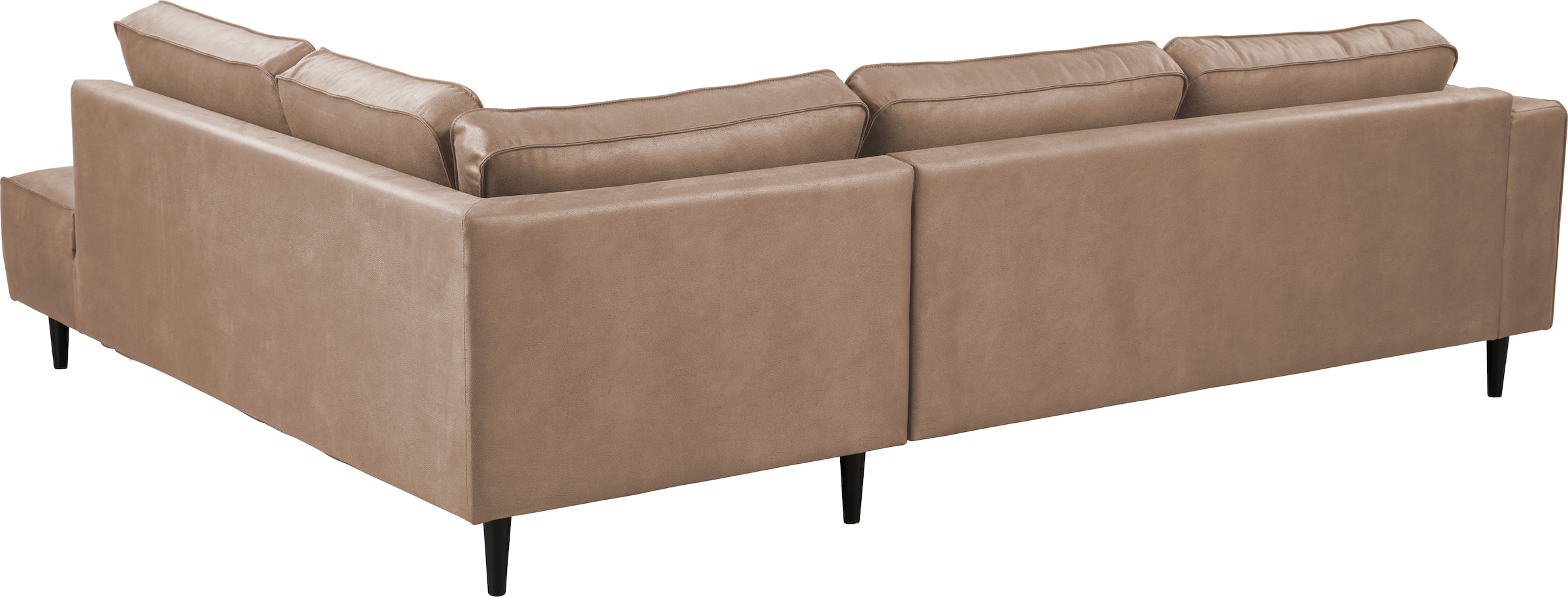 Places of Style Ecksofa »Fumone, Lederoptik oder Soft-Touch Chenille«, Breite 260, mit schwarzen Massivholzfüßen
