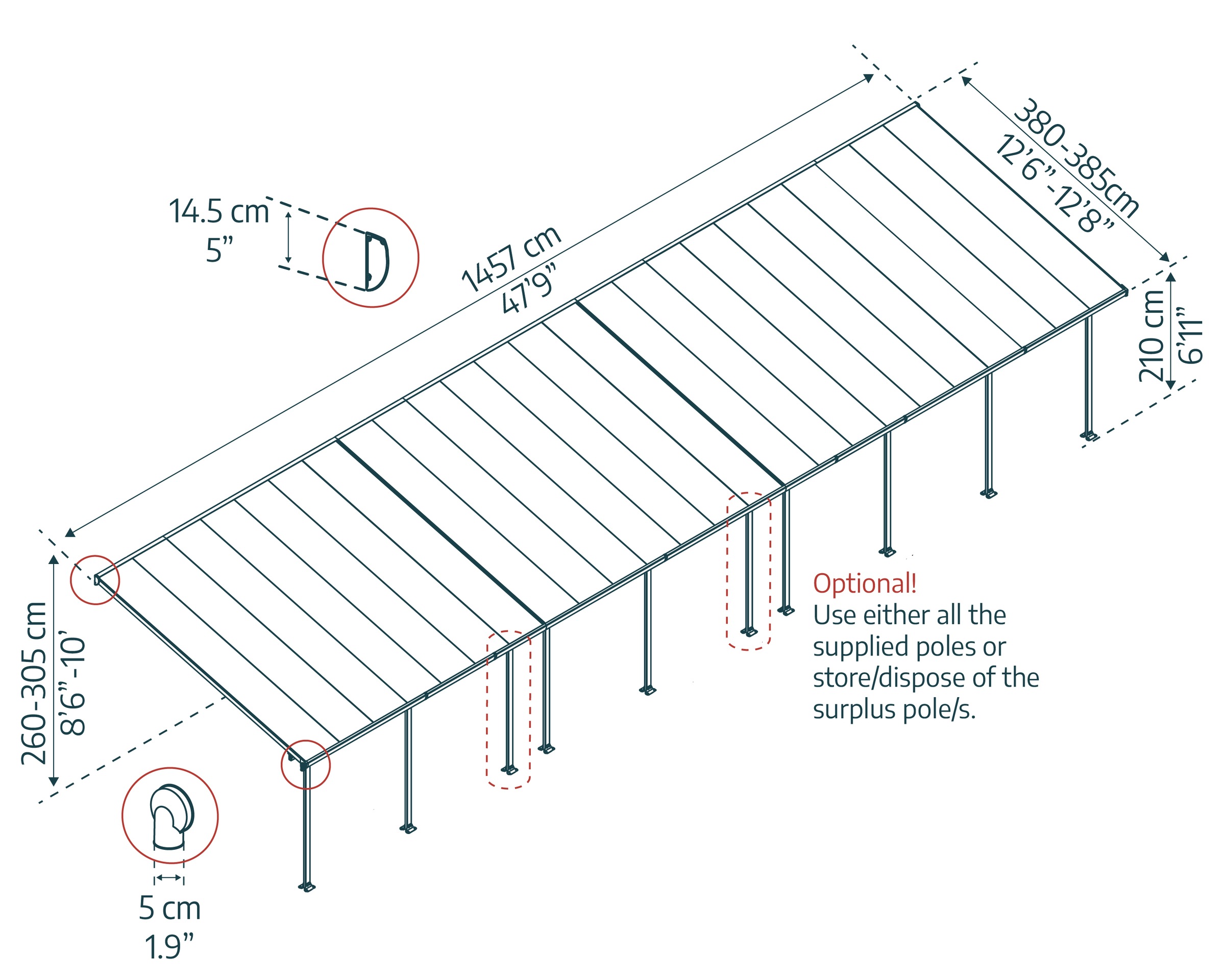 Palram - Canopia Terrassendach »Feria Alu Terrassenüberdachung«, einfache DIY Montage