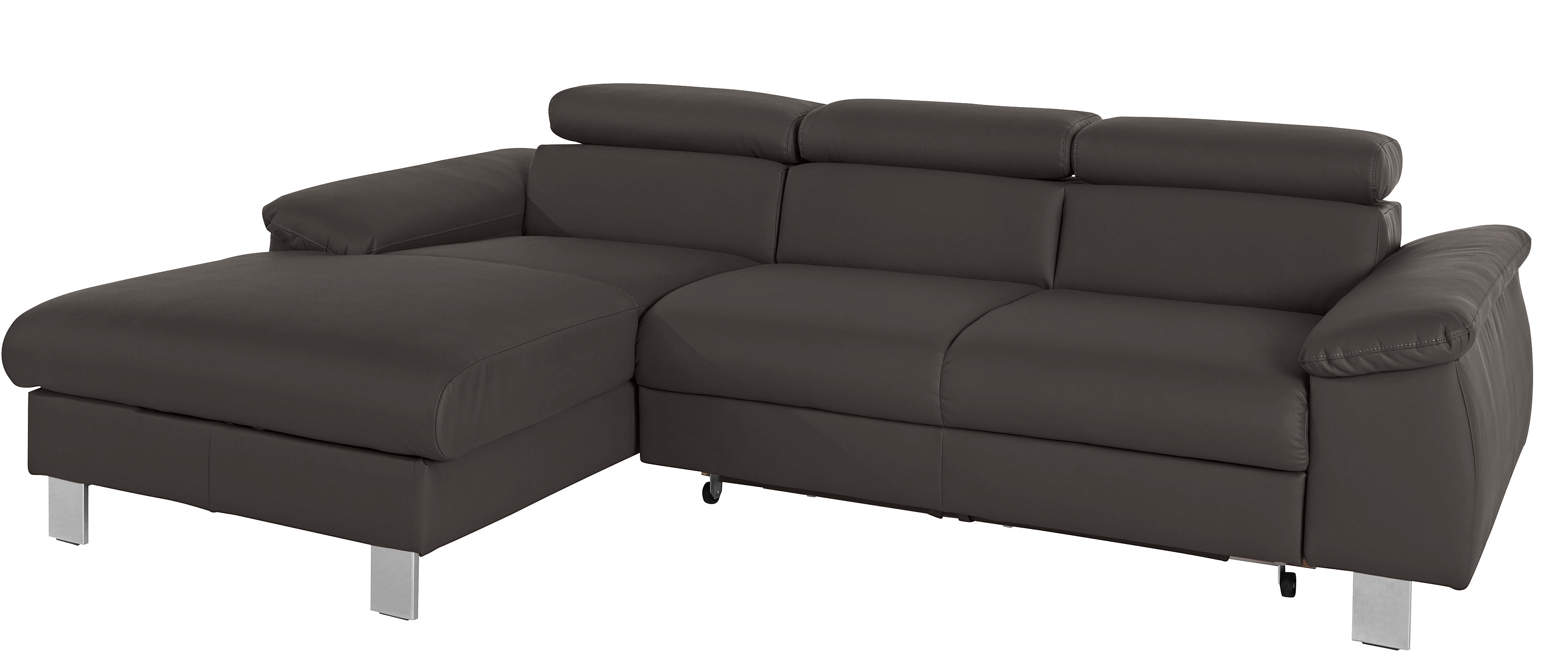 COTTA Ecksofa "Komaris L-Form,B:244cm, inkl. Kopfteilverstellung, Wellenunterfederung" optional mit Schlaffunktion und Bettkasten, plus opt. LED Beleuchtung