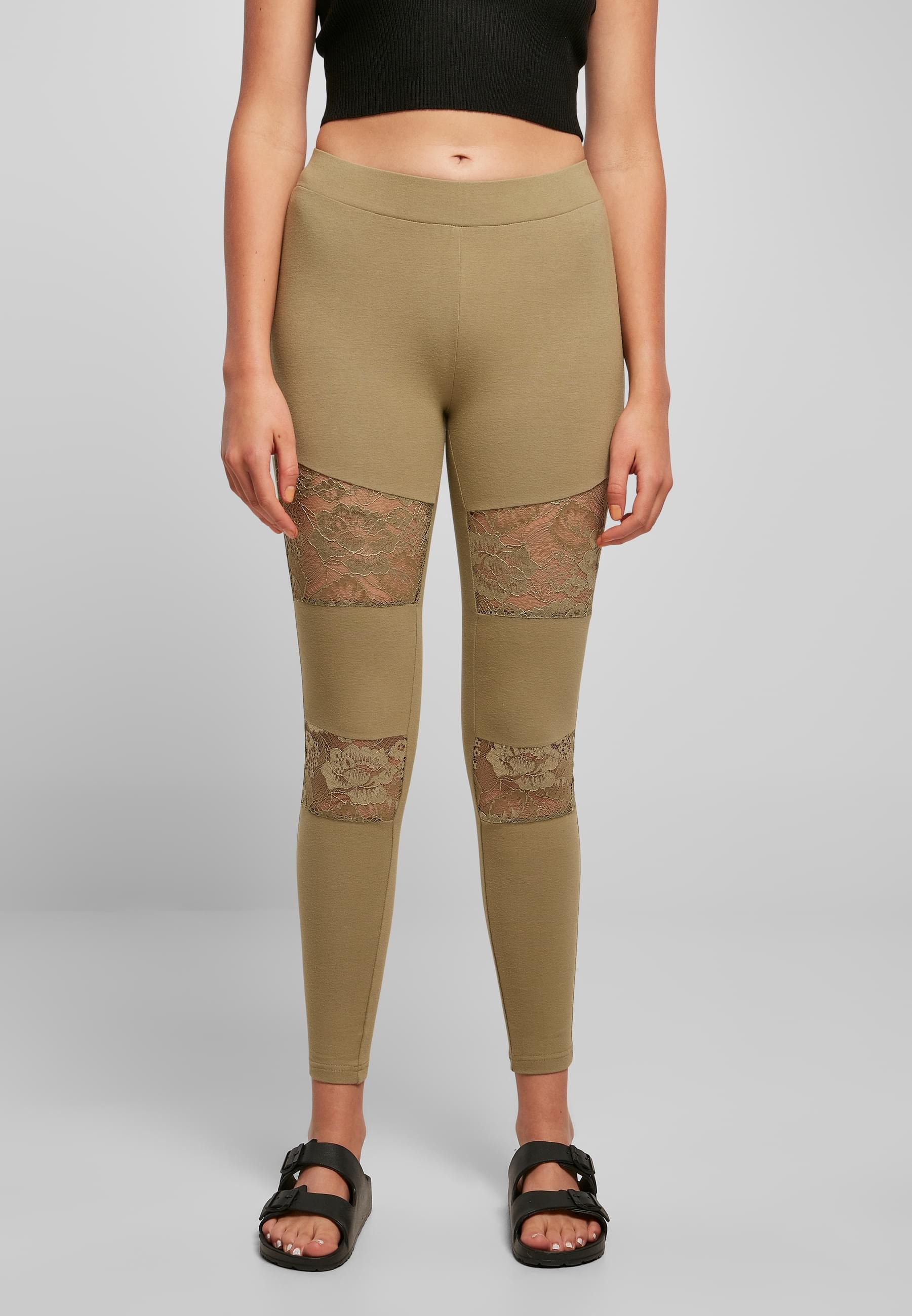 URBAN CLASSICS Leggings »Urban Classics Damen Ladies Laces Inset Leggings«, (1 tlg.)