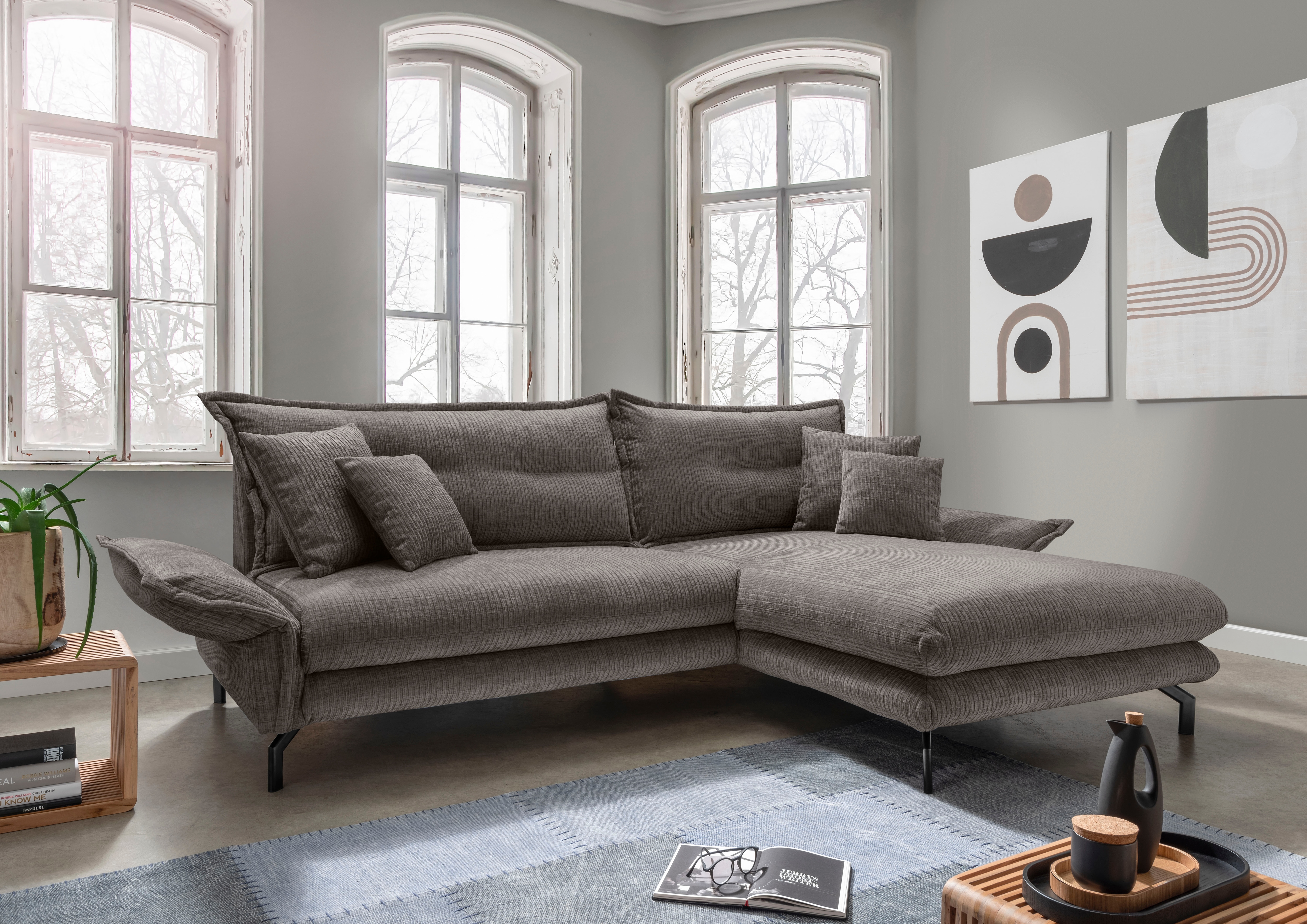 Home affaire Ecksofa "Lava modern & bequem, Breite 255cm, tolle Detailverarbeitung" Armlehnen verstellbar
