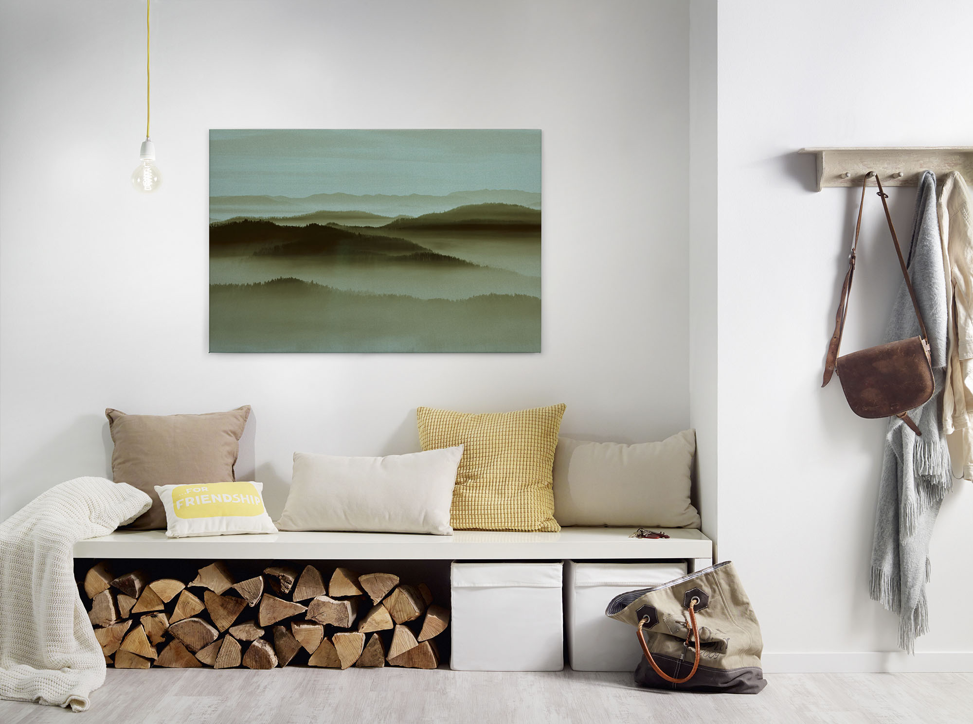 A.S. Création Leinwandbild "horizon" Kunst Landschaft 1 Stk. tlg. Keilrahmen Landschaft Berge Gebirge Nebel Leinwand-Bild Wohnzimmer