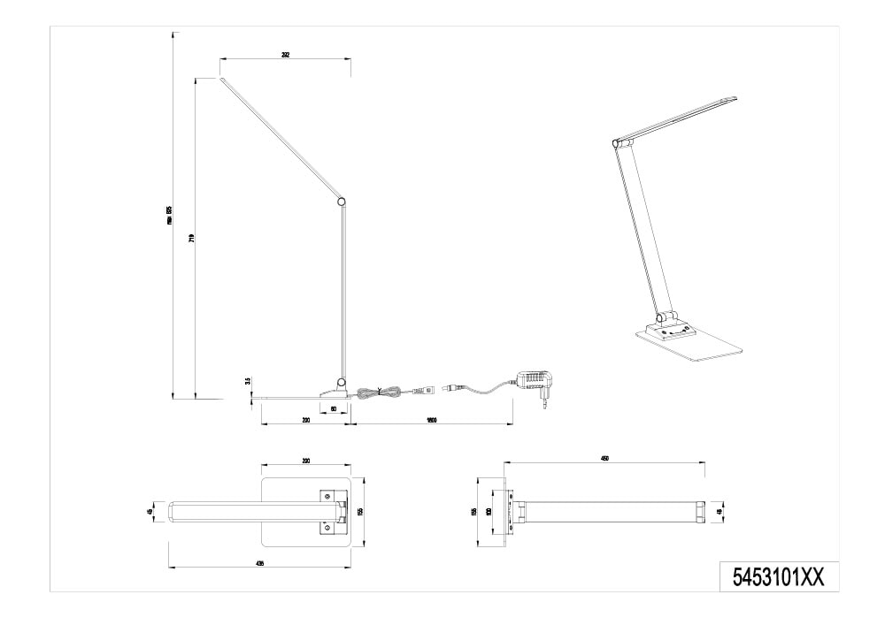 TRIO Leuchten LED Schreibtischlampe »TRAVIS, LED Leselampe 6,5W 650 Lumen CCT Lichtfarbe 3000/5000/6500K« LED-Board 1 Stk. Farbwechsler mit USB-A und USB-C Ladeanschluss, kippbar dimmbar Höhe max 72cm
