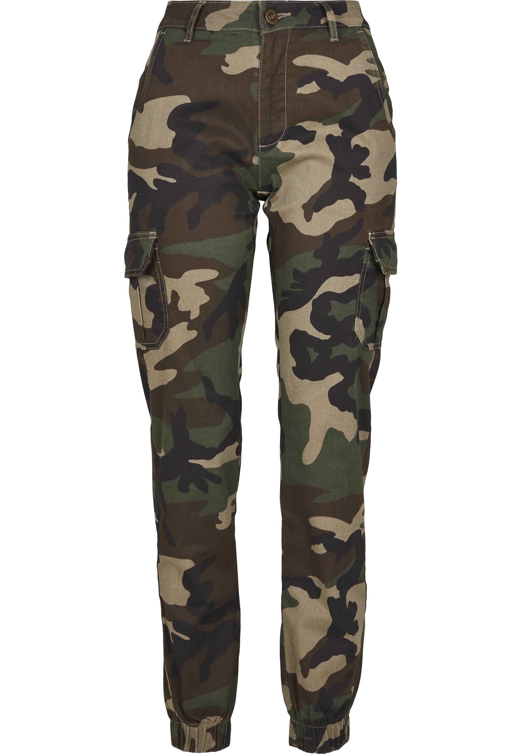 URBAN CLASSICS Cargohose "Urban Classics Damen Ladies High Waist Camo Cargo günstig online kaufen