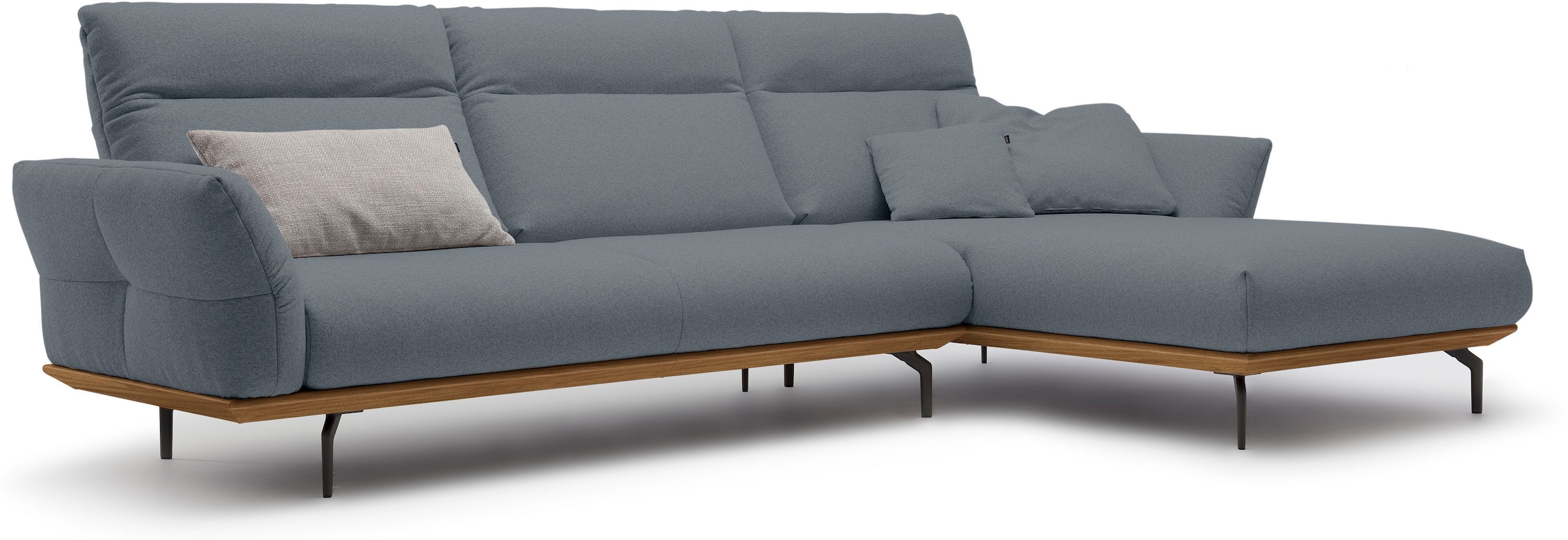 Creation BY ROLF BENZ Ecksofa »CR.460«, Sockel in Nussbaum, Winkelfüße in Umbragrau, Breite 318 cm