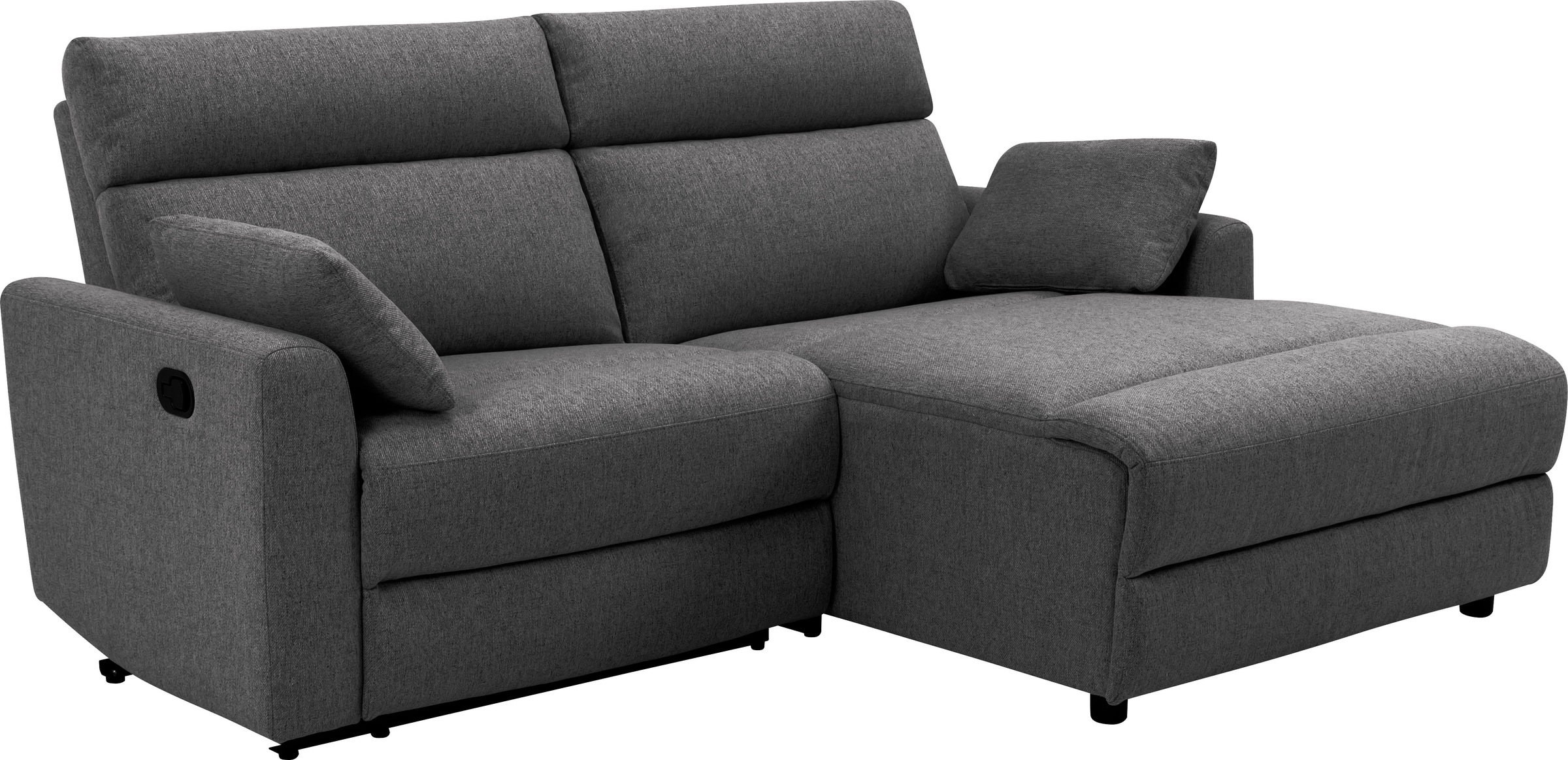 Ecksofa INOSIGN "JENNA L-Form, 209cm - OTTO. Verlässliche Qualität.", grau (anthrazit), B:209cm H:100,5cm T:163cm, Webstoff 100% Polyester, Sofas, Ecksofa, manuelle o. elektrische Relaxfunktion, USB A/C, Struktur fein. 3