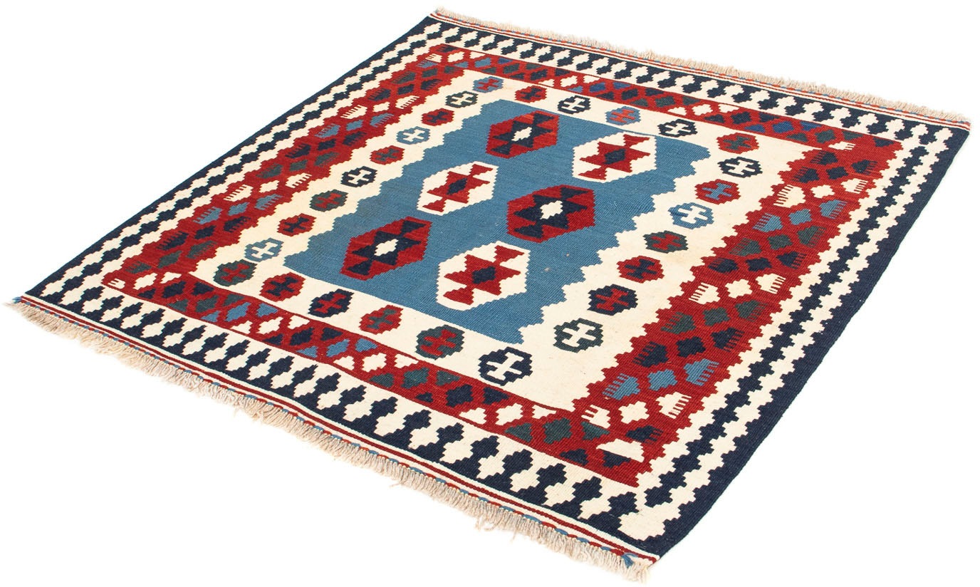 Wollteppich »Kelim - Oriental quadratisch - 107 x 102 cm - blau«, quadratisch, 6 mm...