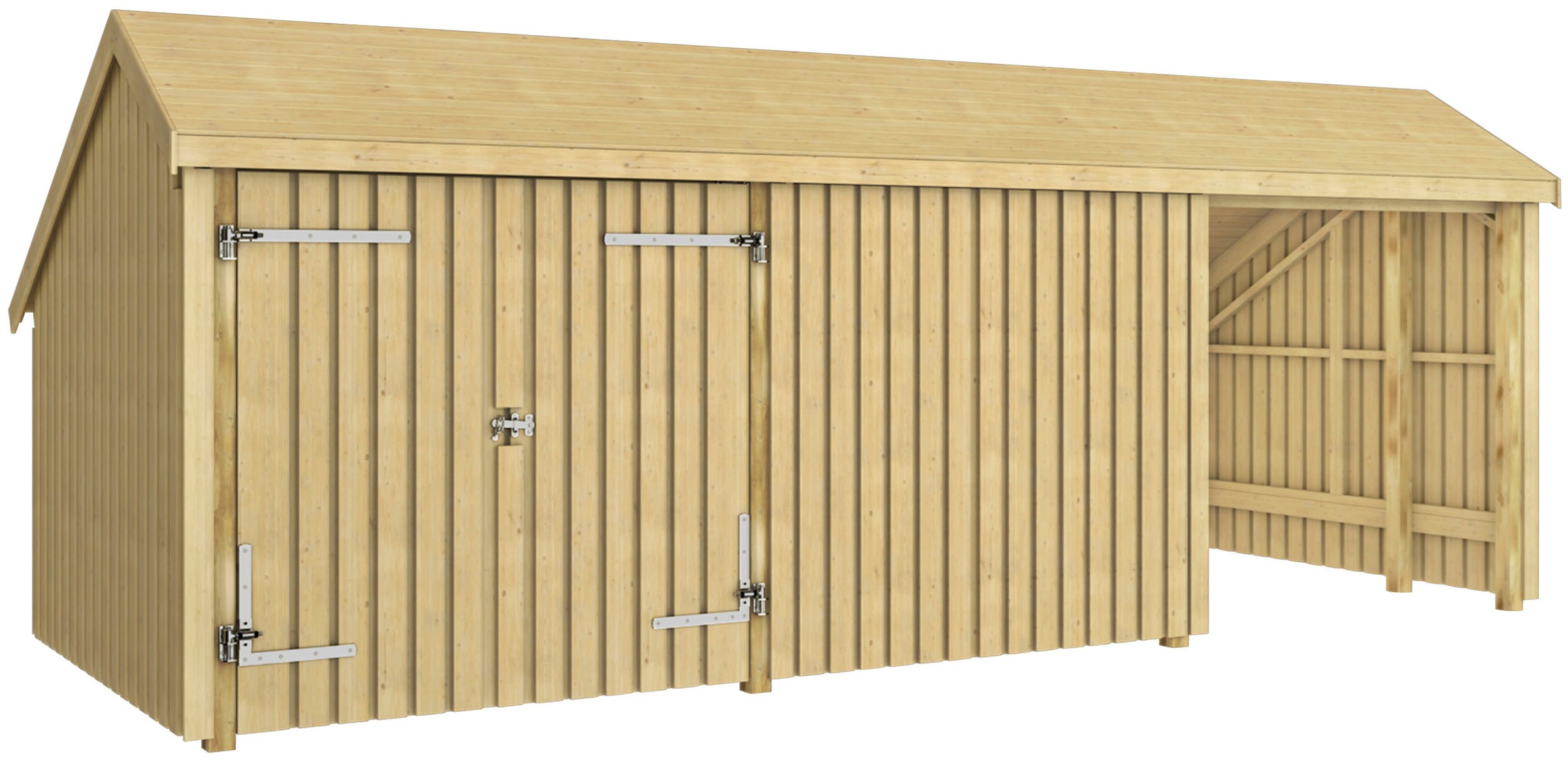 PLUS Gartenhaus "Multi" Gartenhaus 15,5 m², mit Doppeltür, inkl. Dachpappe/ günstig online kaufen