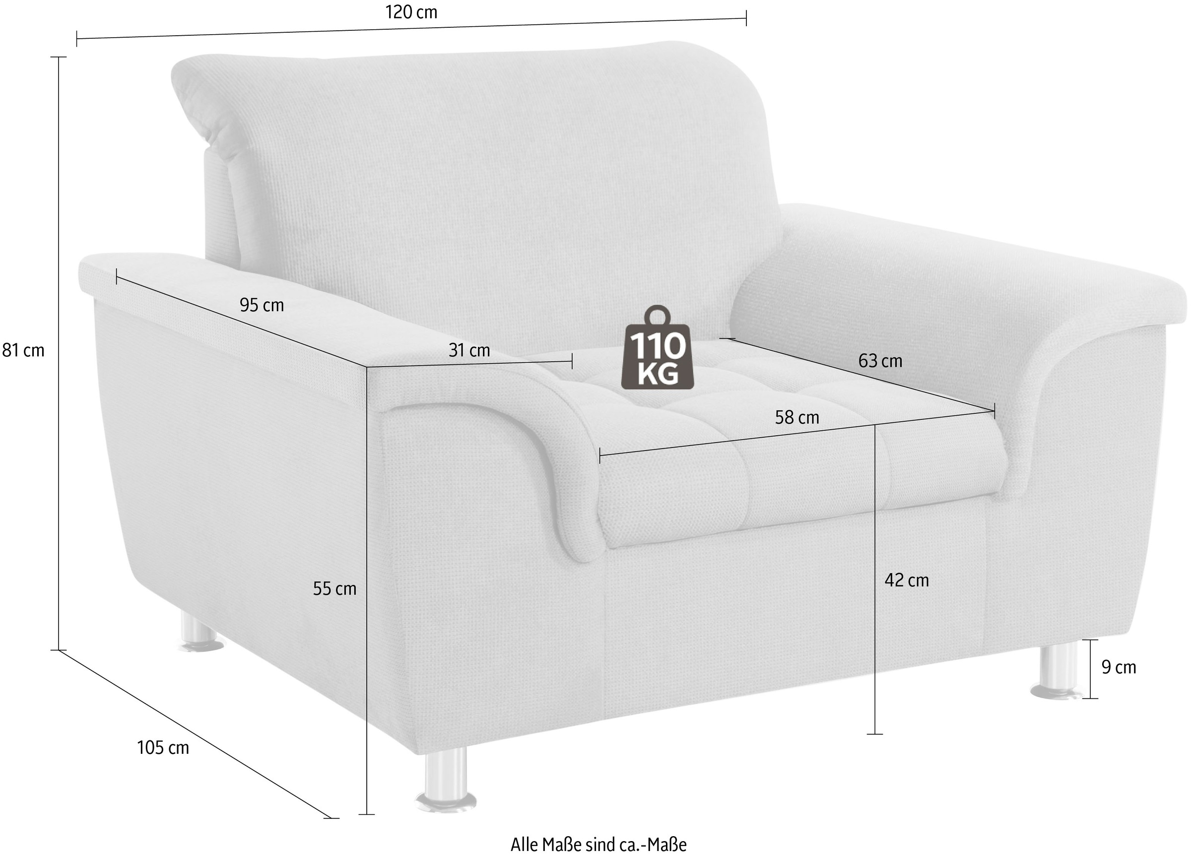 DOMO collection Sessel »Franzi«, wahlweise mit Kopfteilverstellung
