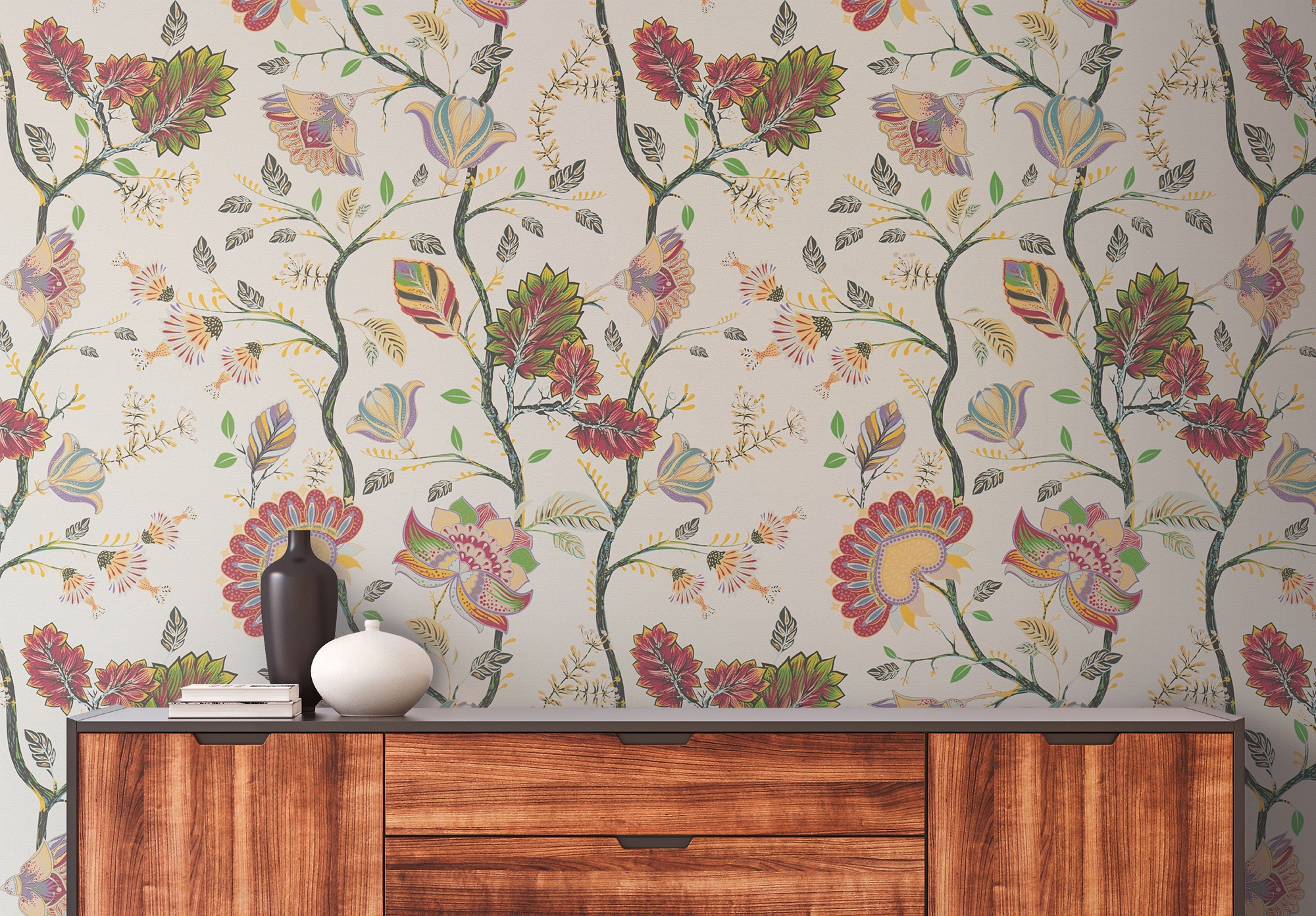 A.S. Création Vliestapete »Bunte Floral« geblümt leicht strukturiert Vliestapete floral Blumen Landhaus, Bunt und Creme
