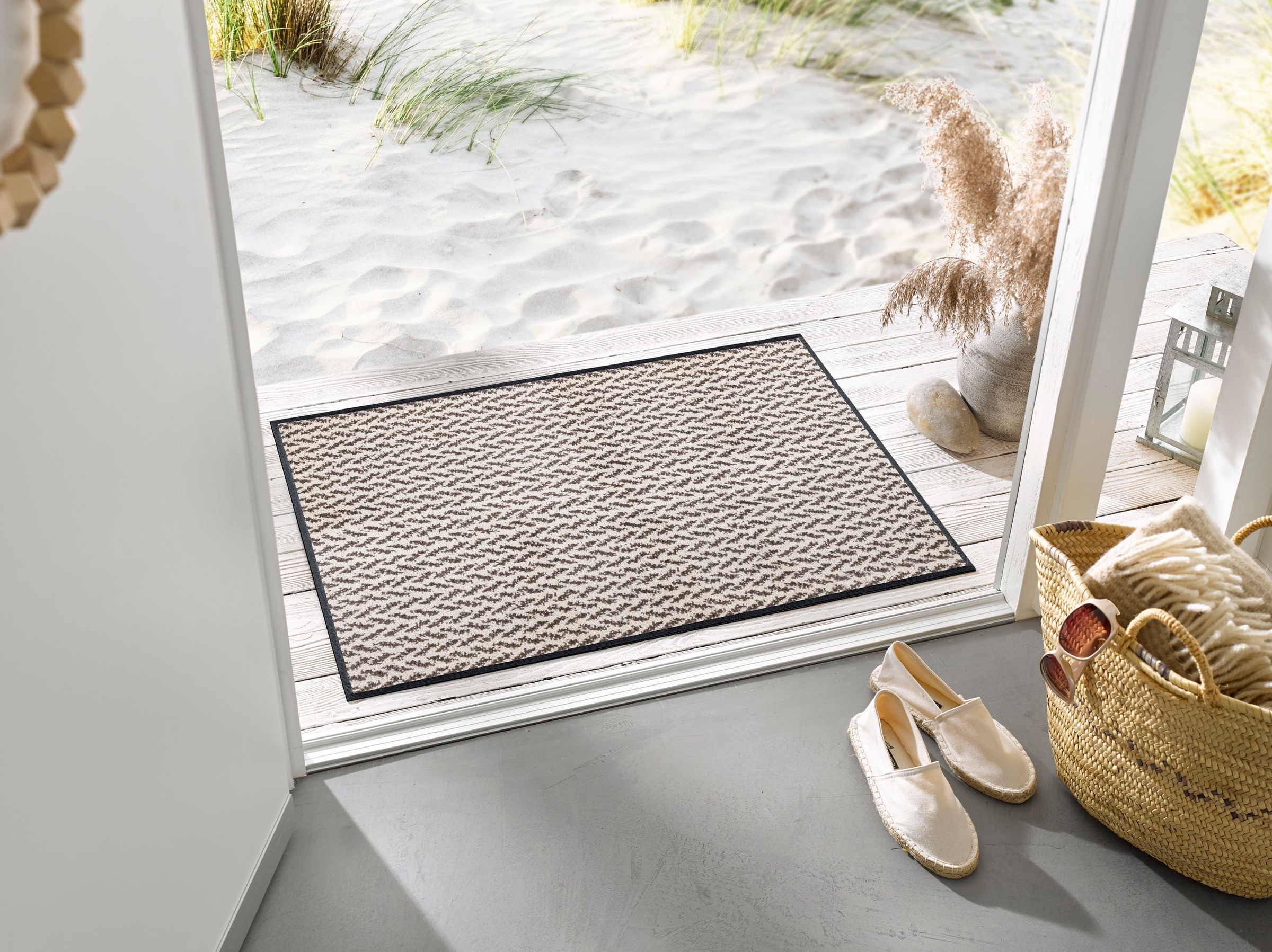 wash+dry by Kleen-Tex Teppich "Duo Latte" rechteckig 9 mm Höhe rutschhemmen günstig online kaufen