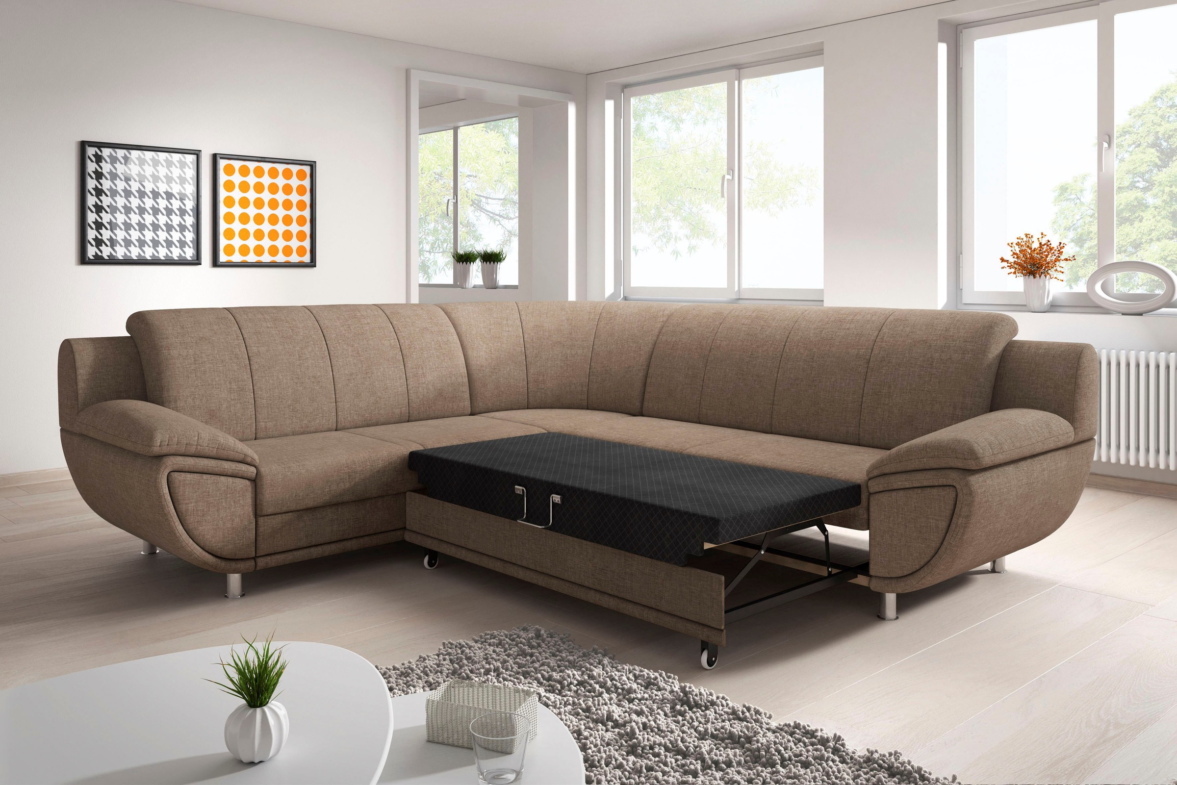 TRENDMANUFAKTUR Ecksofa »Rondo II, L-Form«, wahlweise mit Federkern, wahlweise mit Bettfunktion