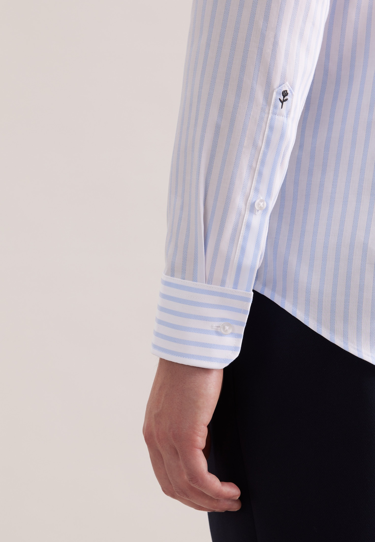 Seidensticker Schwarze Rose Men Shirt Blue Striped XL 3