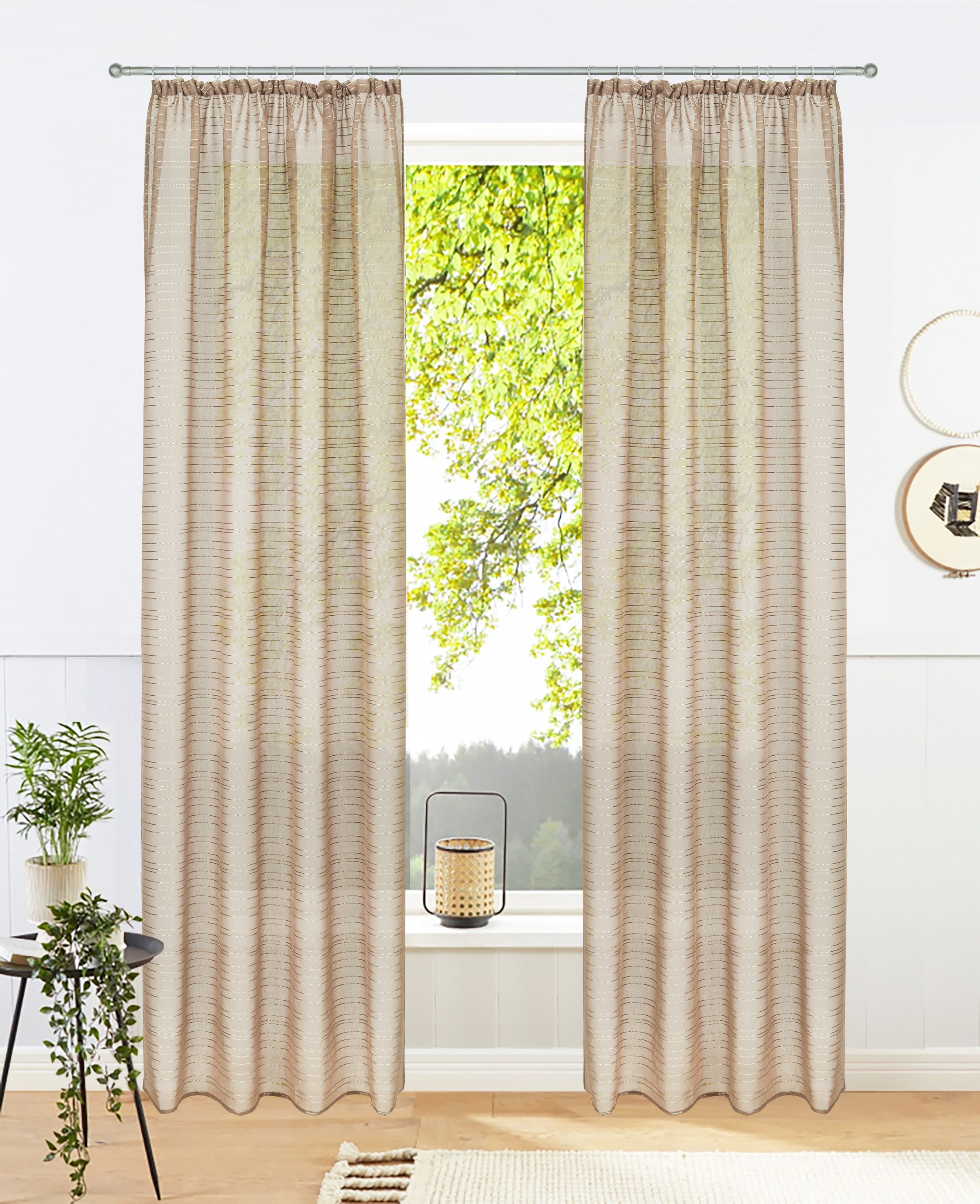 Bruno Banani Gardine "Linus" Kräuselband 1 Stk. tlg. 1 Schal, eingewebte Qu günstig online kaufen