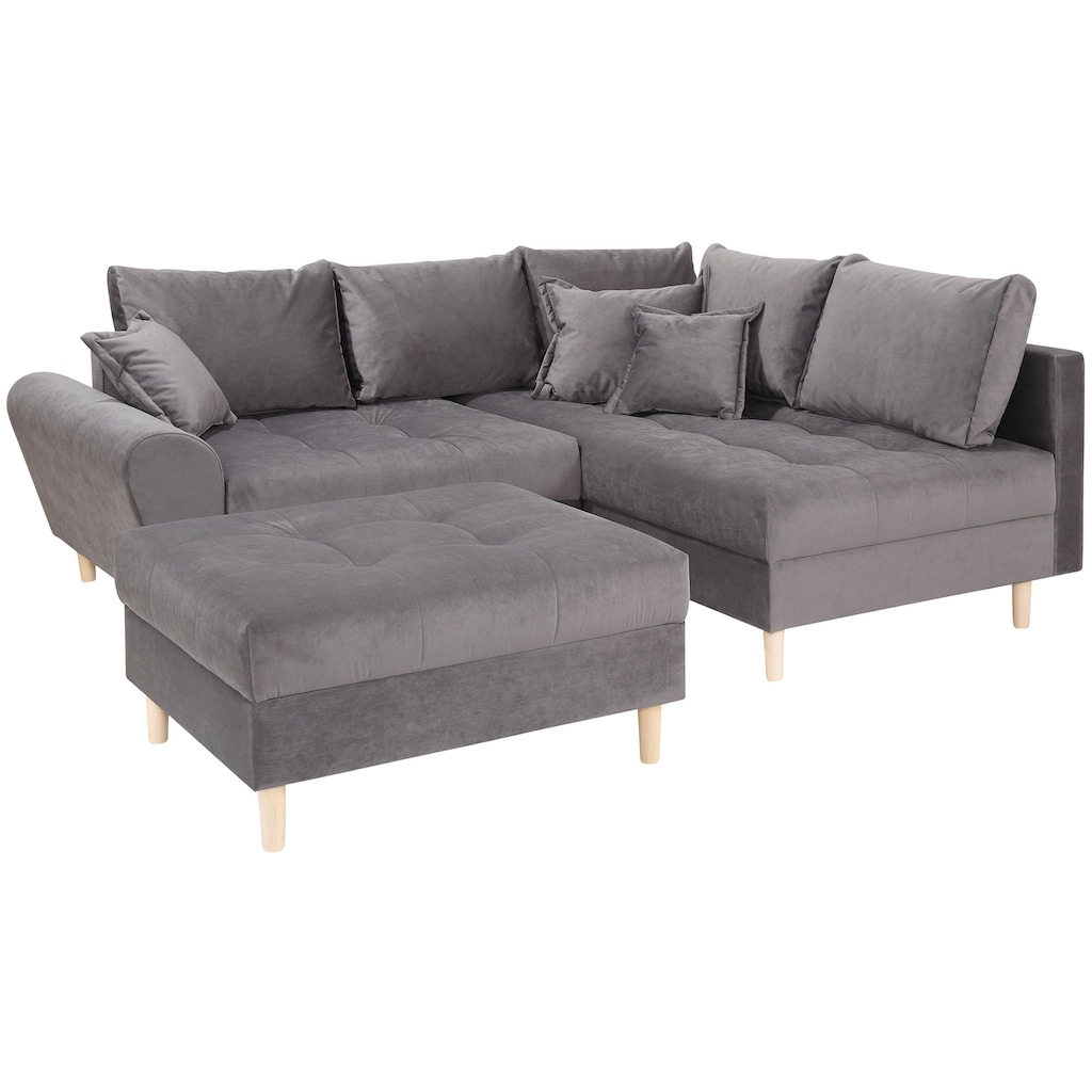 Home affaire Ecksofa »Rice«, (Set, mit Hocker)