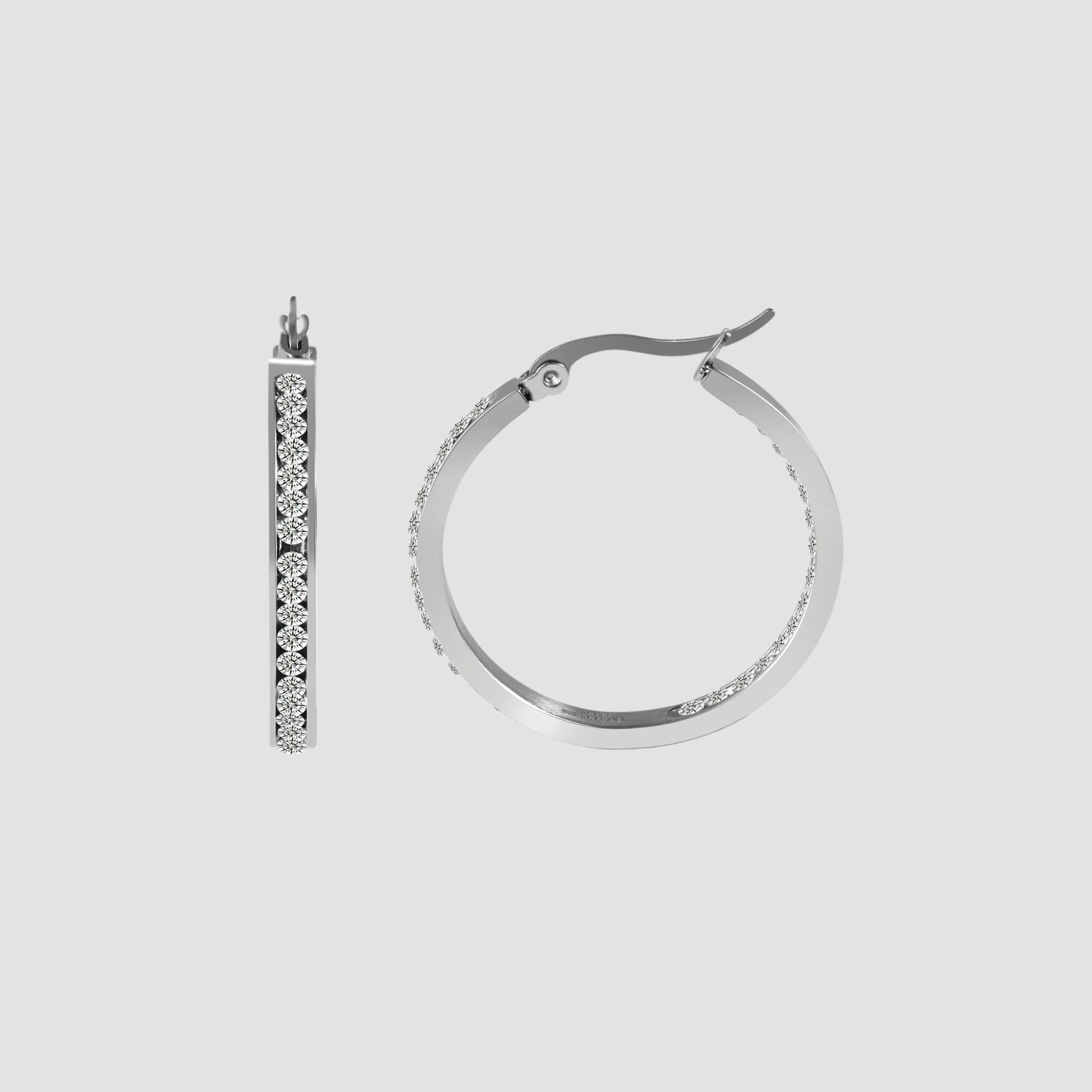 Adelia´s Paar Creolen "Ohrringe – Creole aus Edelstahl mit Strass Steinchen" Ideal zum Verschenken – schlicht und stilvoll