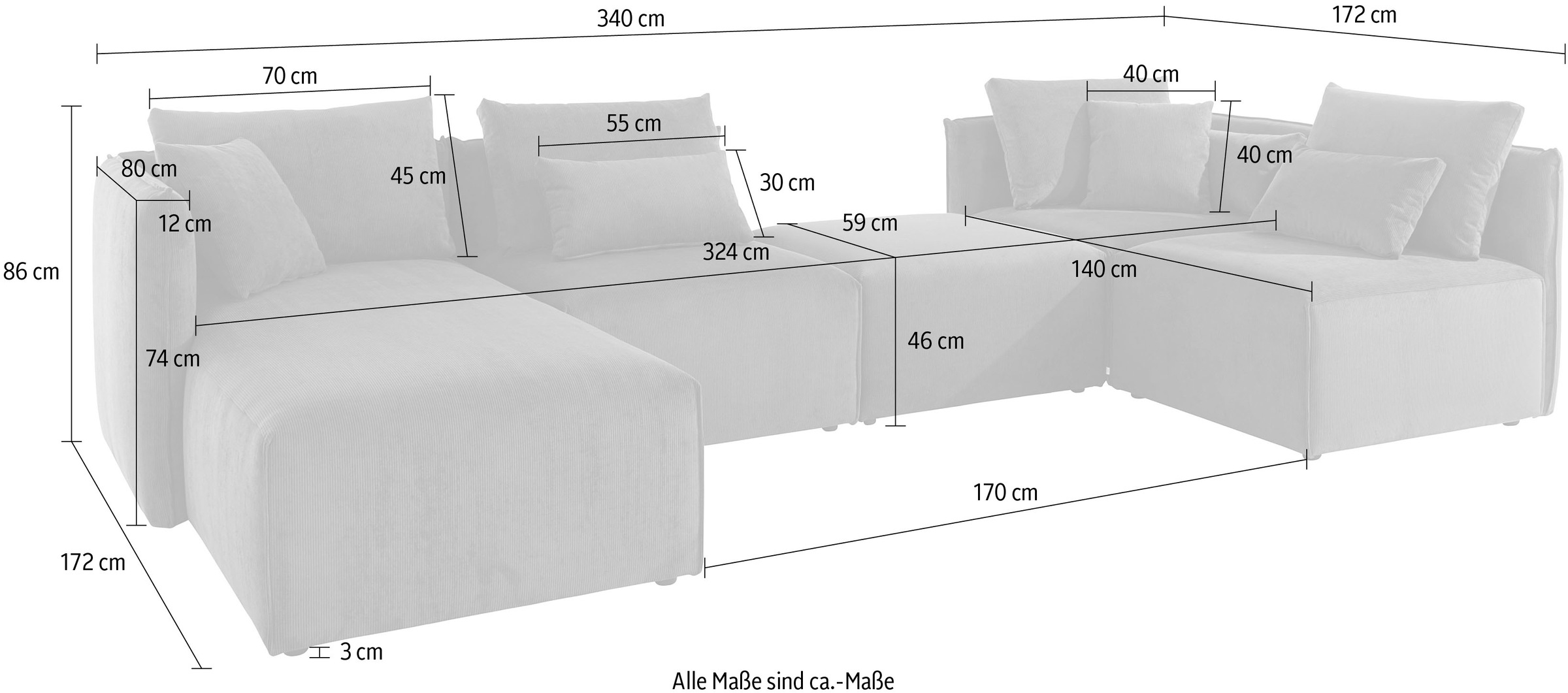 andas Wohnlandschaft »Nöre«, (5 Teile), in vielen Bezugsqualitäten und Farben s. auch "Nöre"