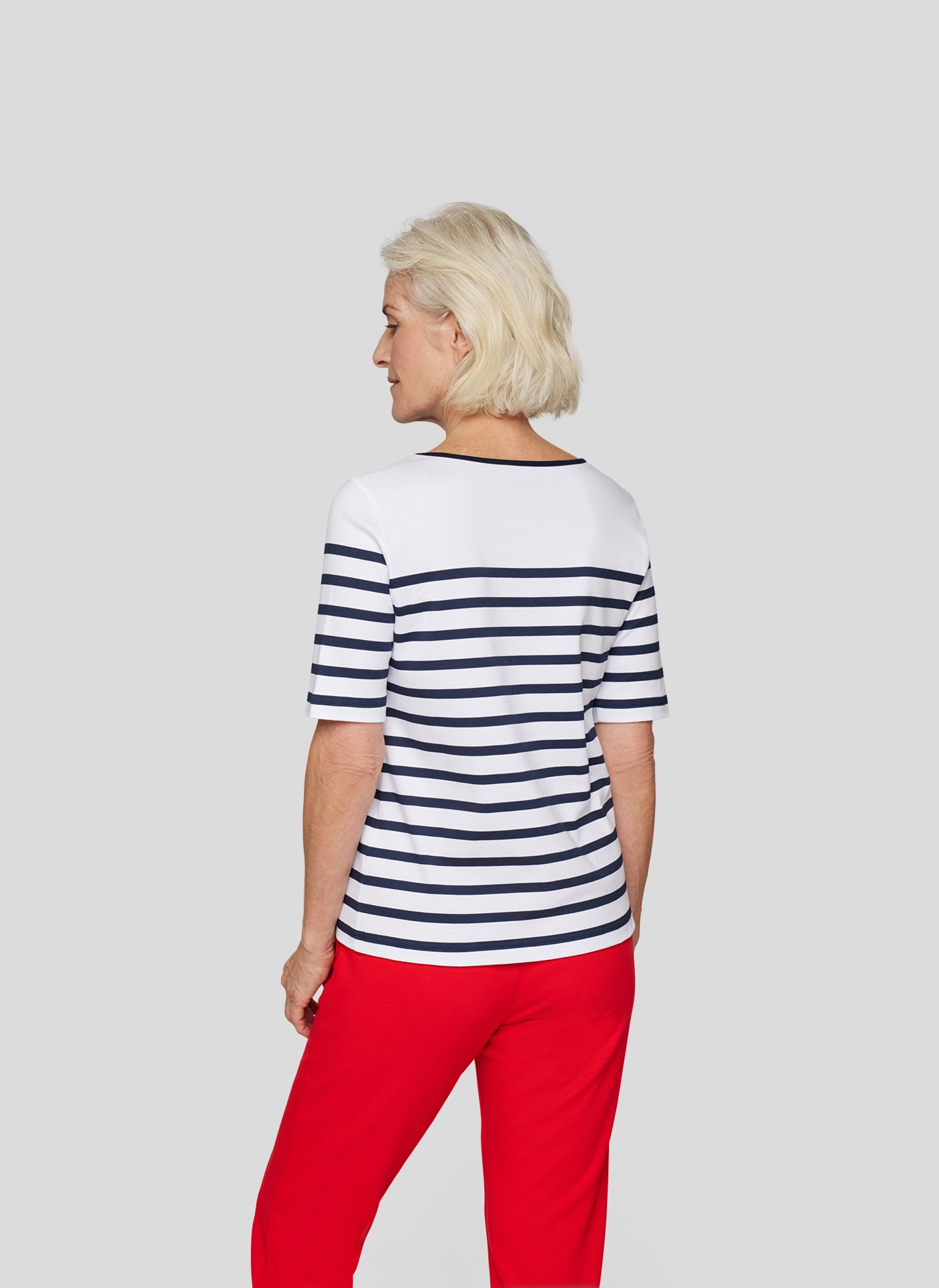Rabe Rundhalsshirt, im Streifen-Design und mit Letter-Print