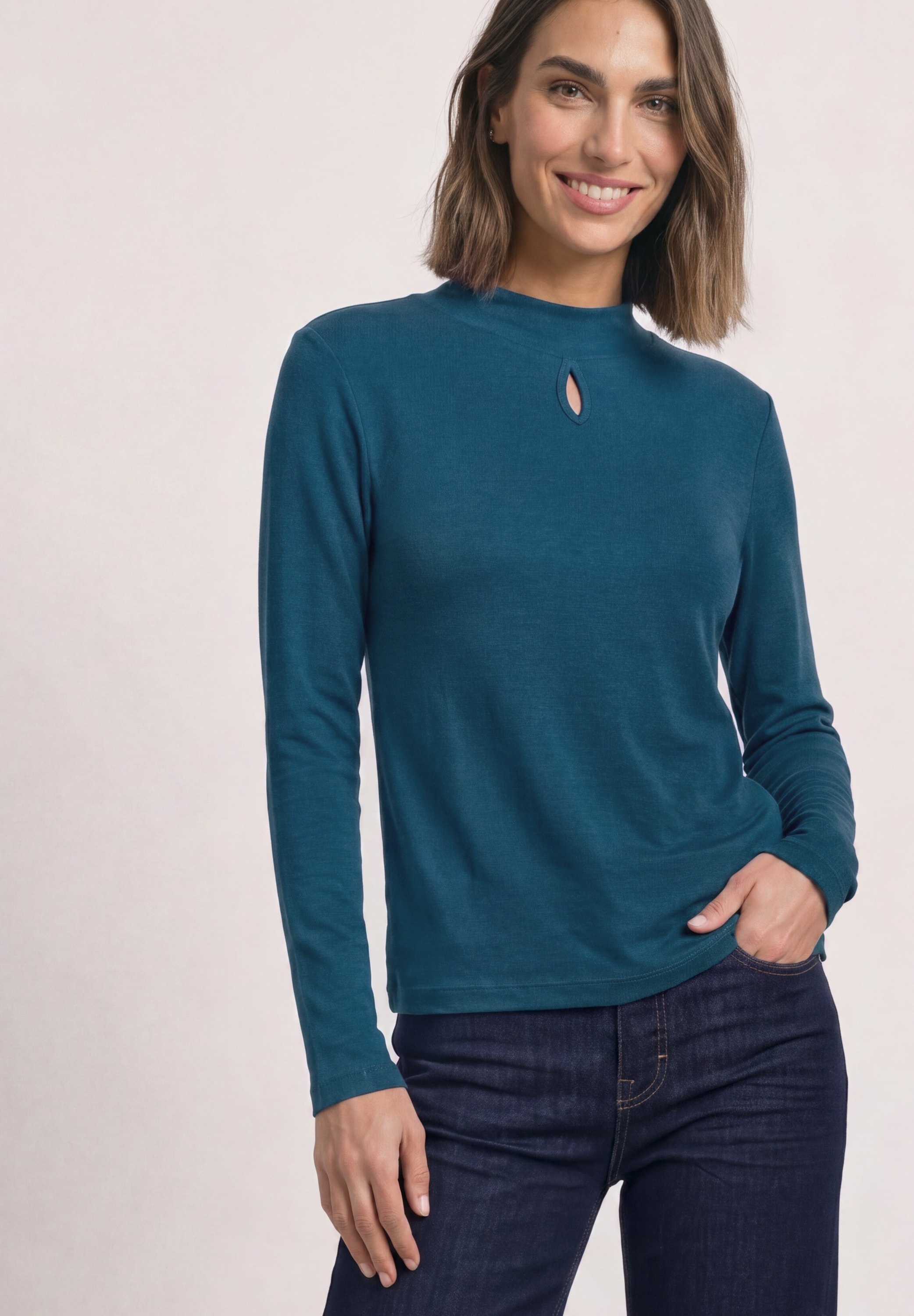STREET ONE Langarmshirt mit Stehkragen