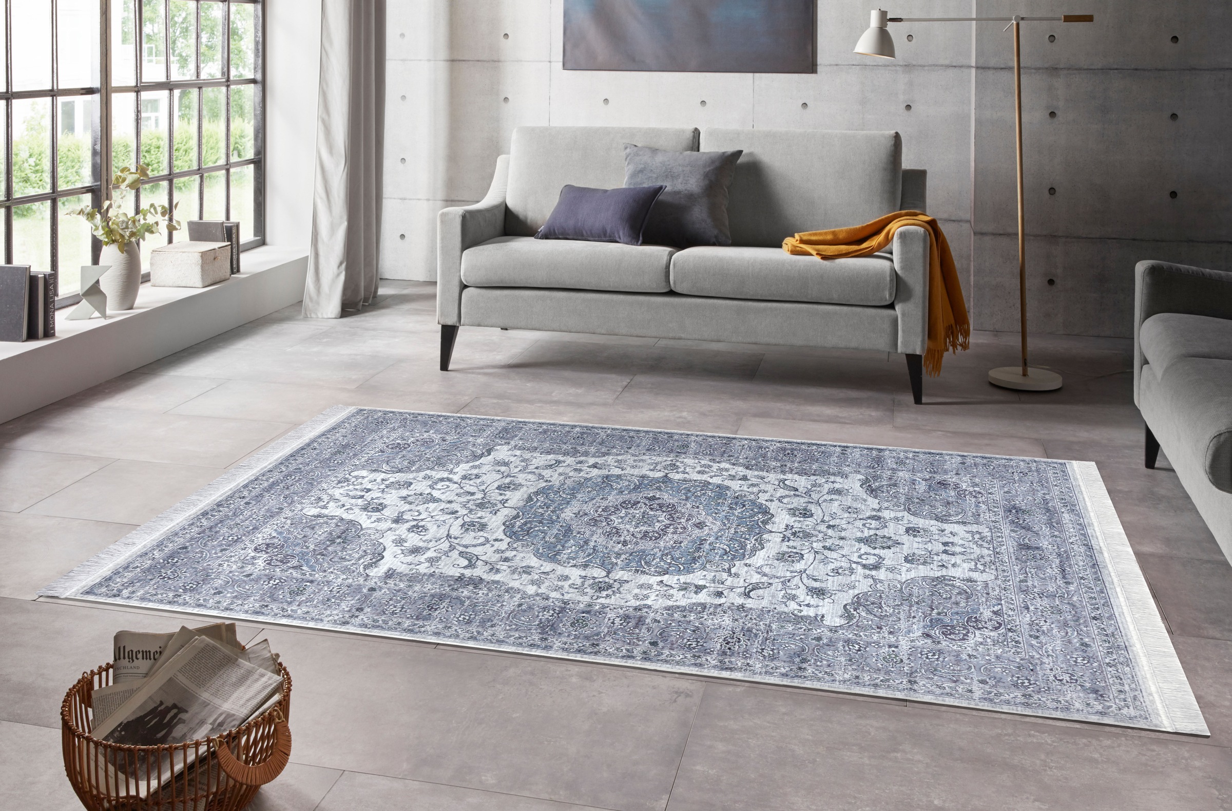 NOURISTAN Designteppich »Tabriz Casim«, rechteckig, 5 mm Höhe, mit Fransen, Seiden Optik, Orient Design, Gekettelt, Robust