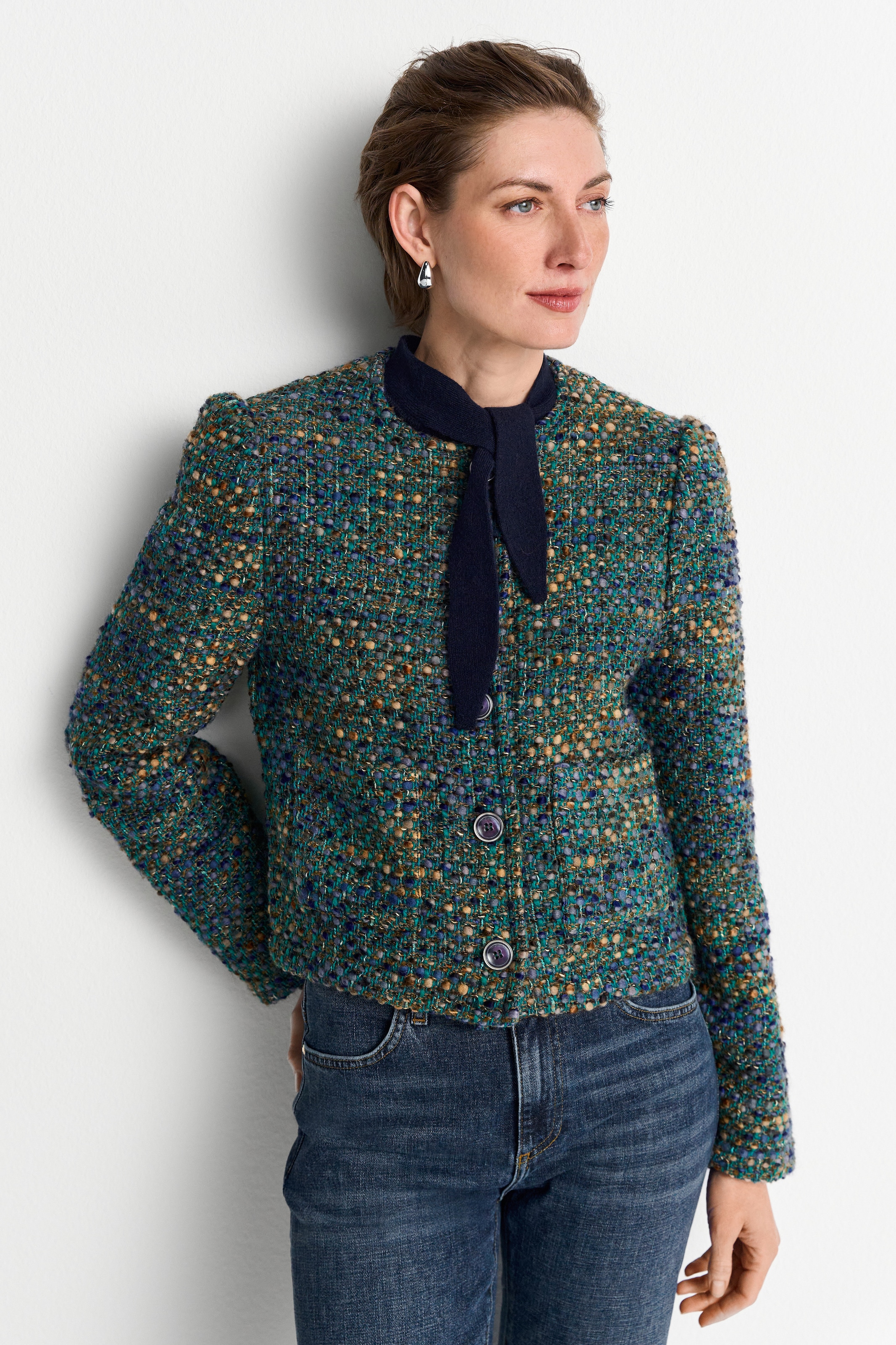 RICHROYAL Bouclèjacke ohne Kapuze Regular fit mit Rundhalsausschnitt