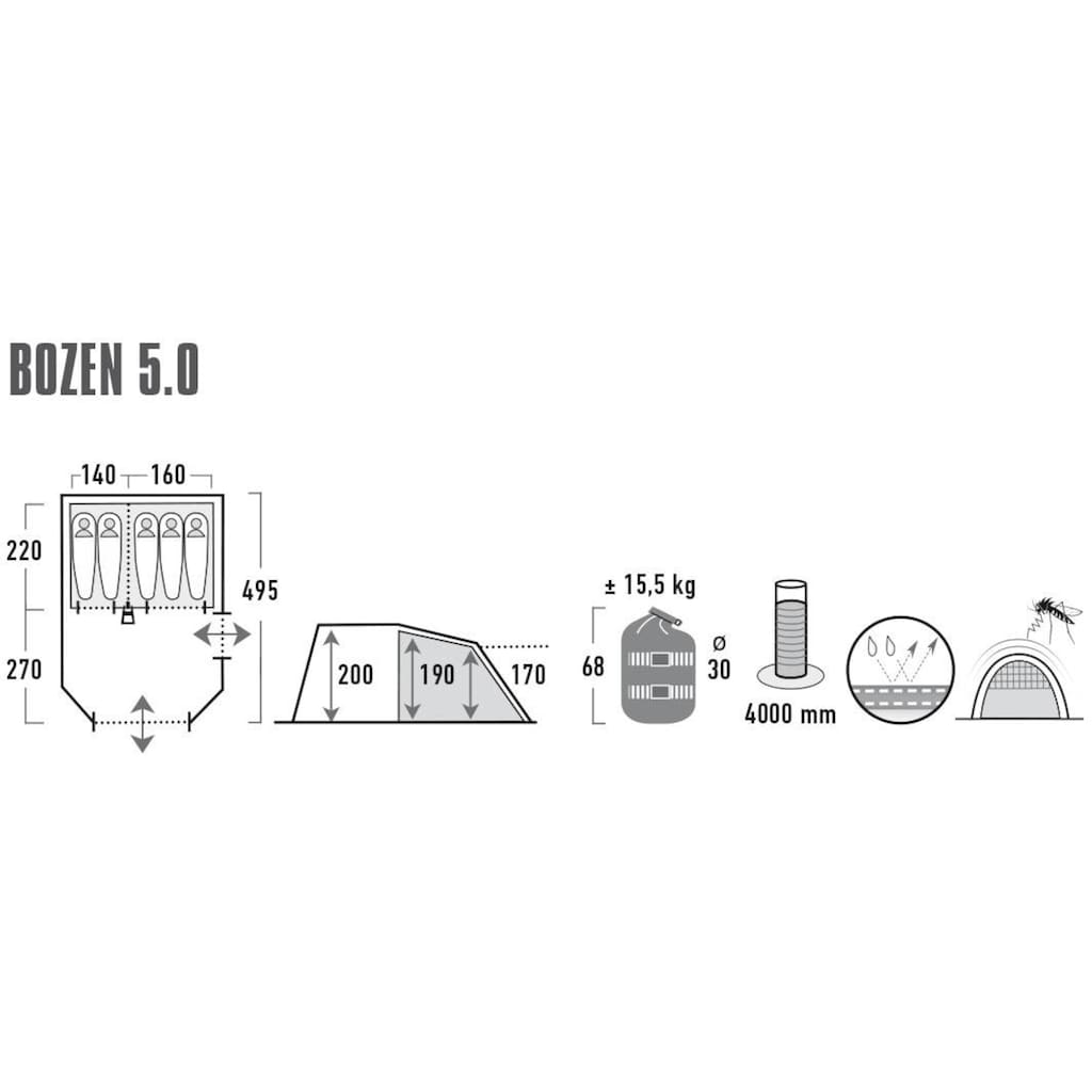 High Peak Tunnelzelt »Bozen 5.0«, 5 Personen