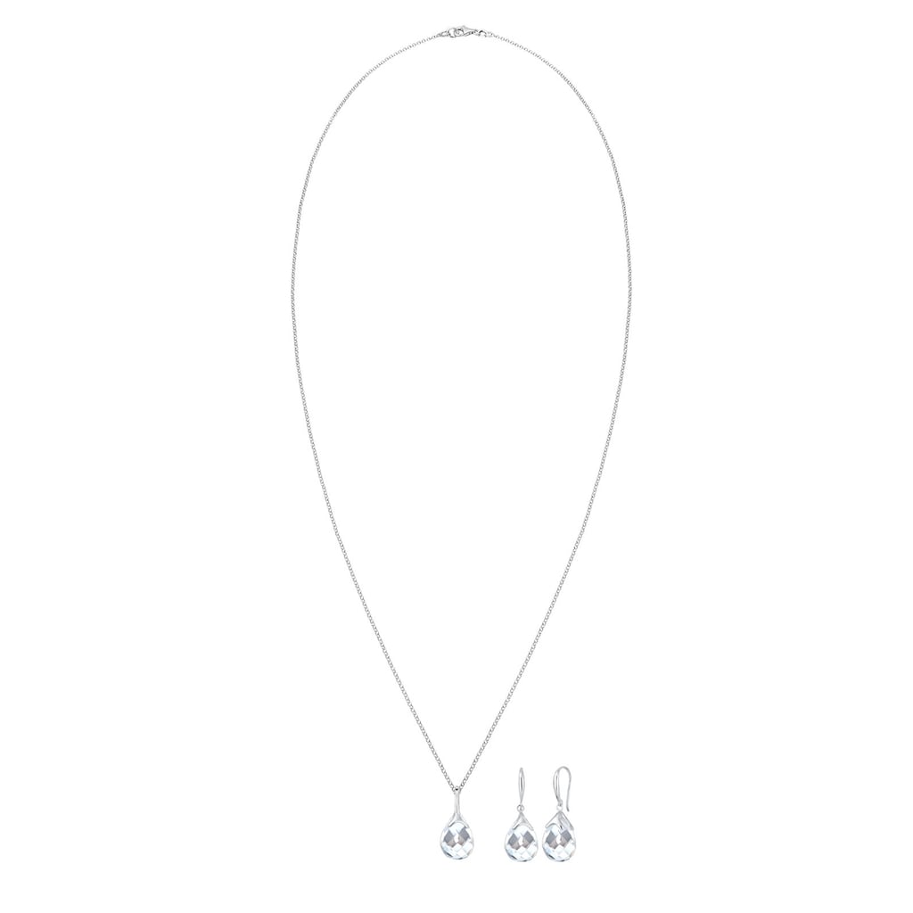 Elli Schmuckset »Tropfen Bergkristall Klassik 925 Sterling Silber«