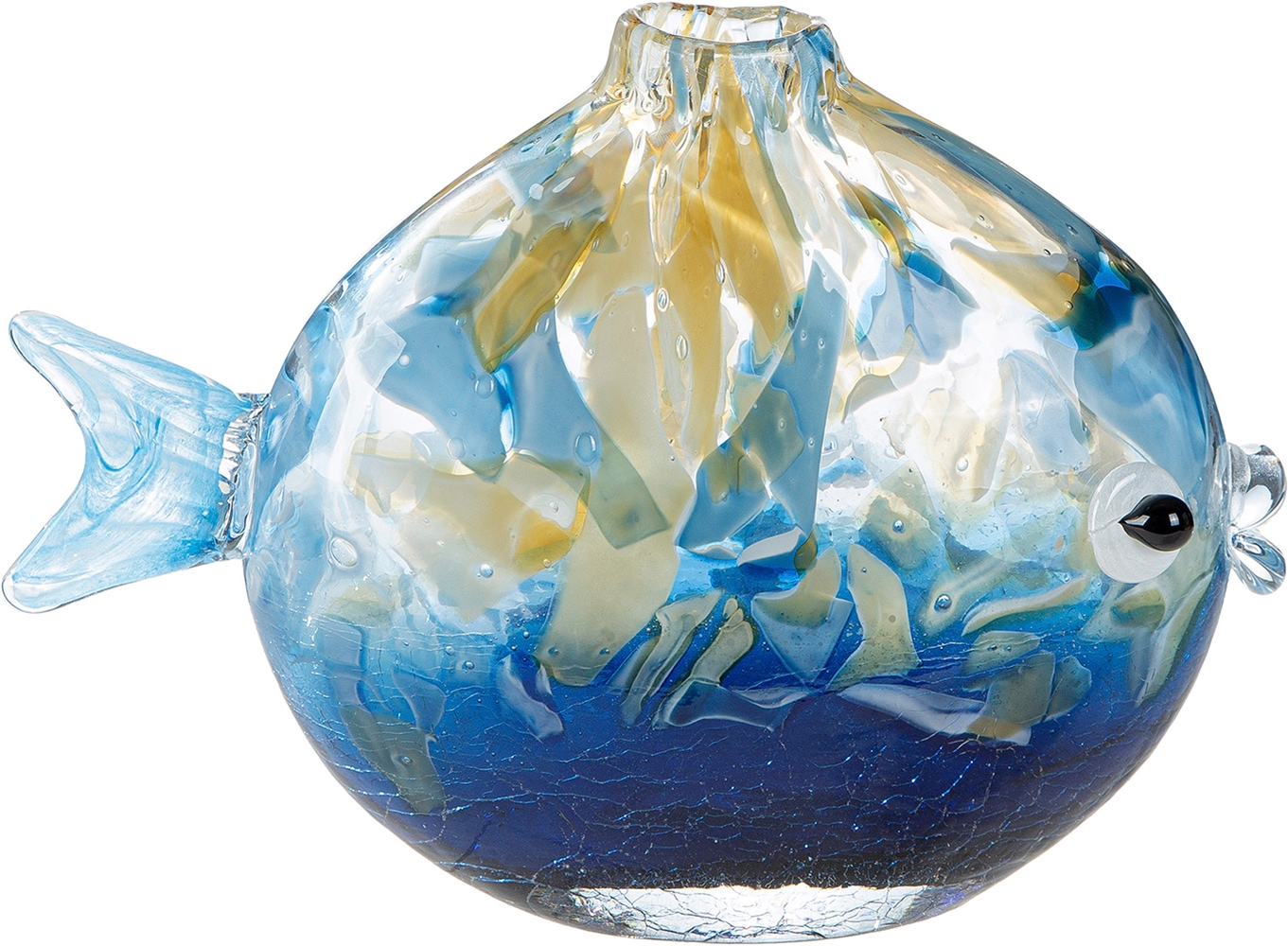 GILDE Tischvase "Vase Fisch Kandaru blau" Vase, Glas, Fischoptik, maritim, Dekoration, Geschenkidee