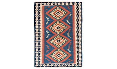 Wollteppich »Kelim Fars Medaillon Blu 143 x 108 cm«, rechteckig