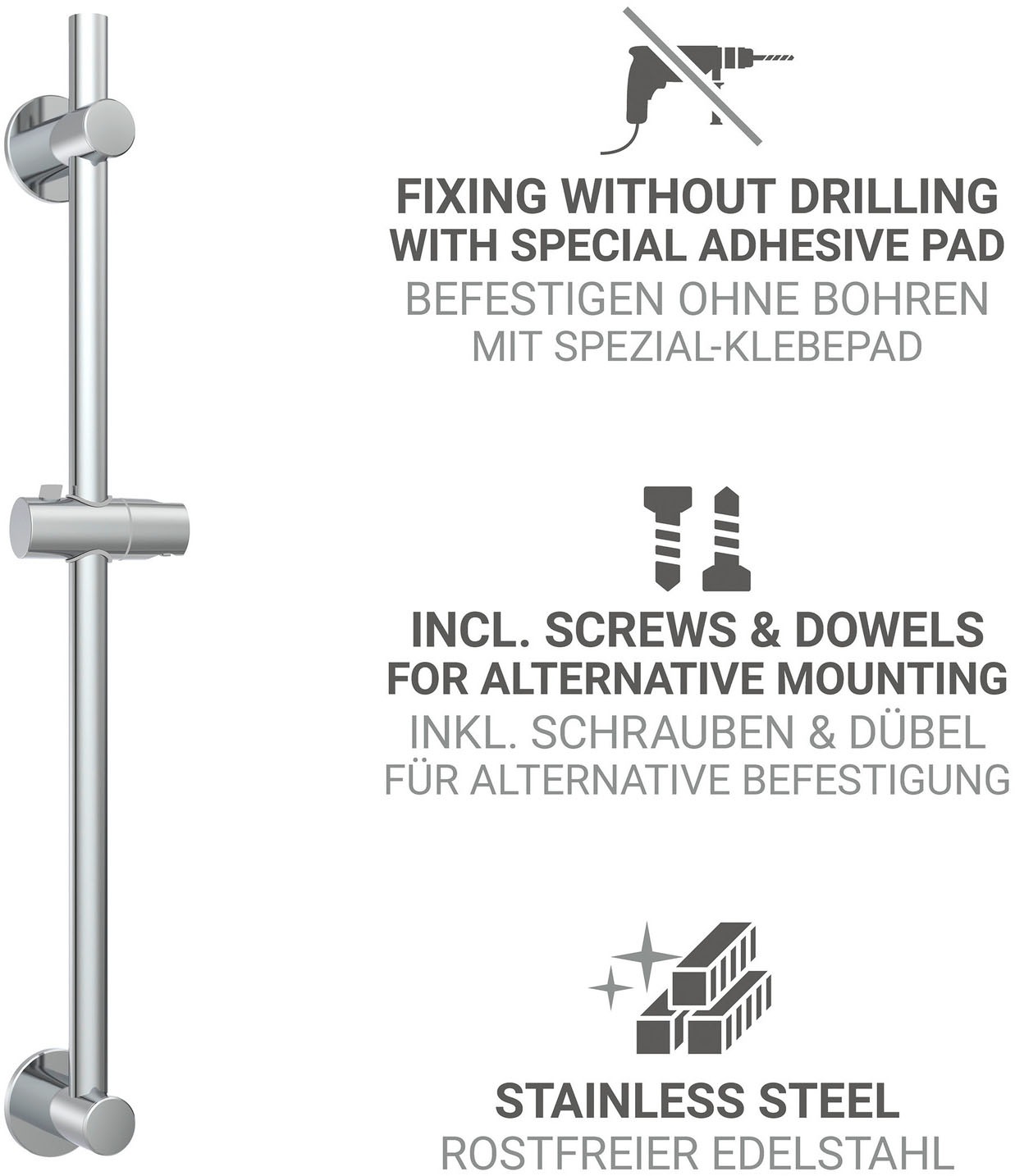 WENKO Duschstange Set, 