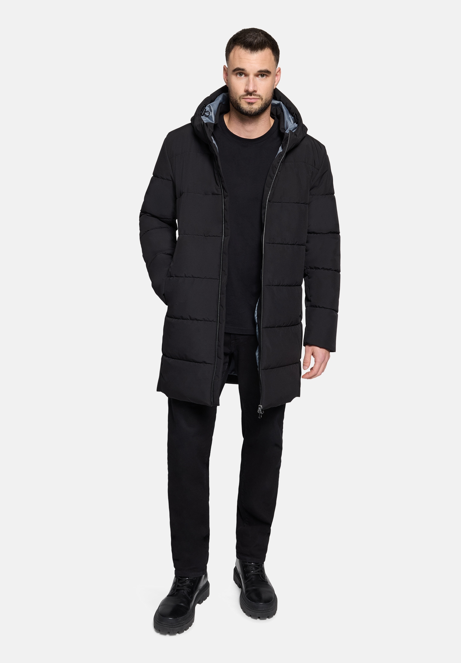 VOICE Outdoorjacke "Herren Winterjacke Wintermantel mit Kapuze" mit Kapuze