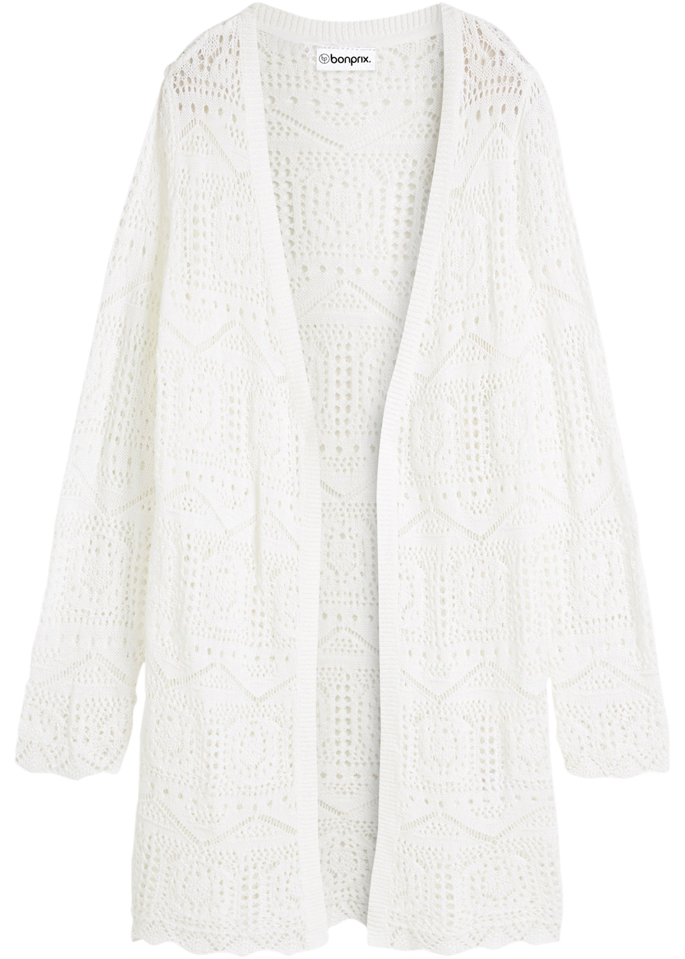 bonprix Longstrickjacke 1 tlg. lockere und offene Passform, mit femininem Lochmuster, casual Stil