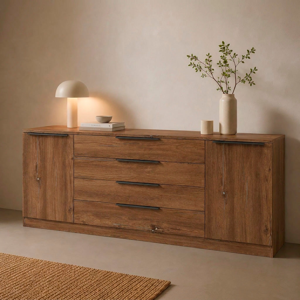 borchardt Möbel Sideboard »Tom, moderne Kommode mit Metallgriffen, 200cm breit« 2 Türen, 3 Schubfächer, Metallgriffe anthrazit