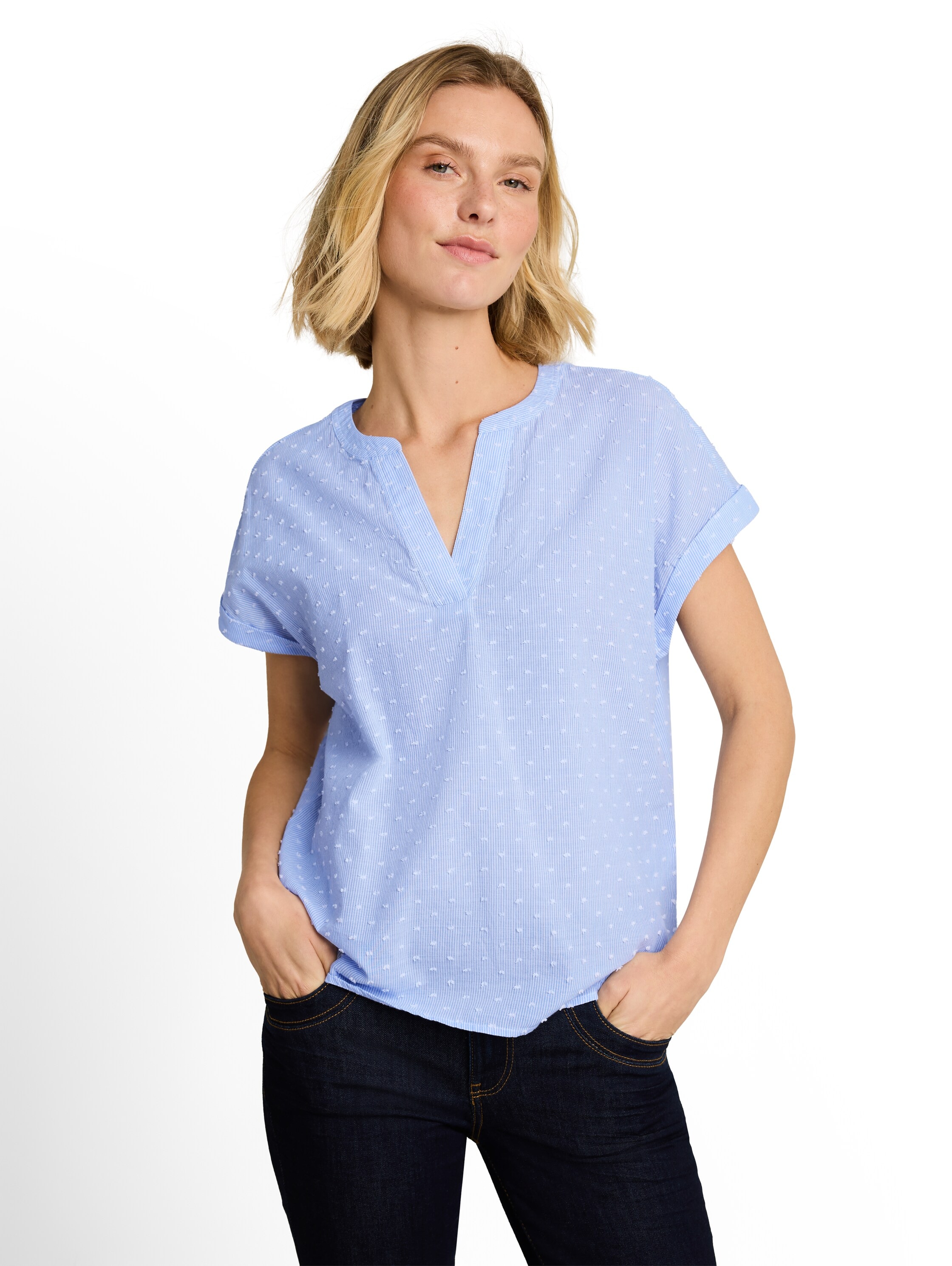 TOM TAILOR Druckbluse Sommer-Tunika mit feinen Streifen und Punkten