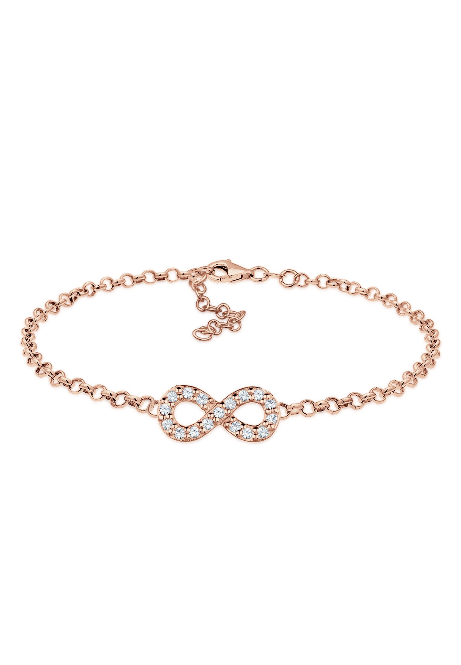 ELLI Damen Armband "Infinity Weiß 925 Silber Rosegold, mit Kristallen von Swarovski", 16cm,mit Steinen, Silber 925 (Sterlingsilber), rosa, Silber 925