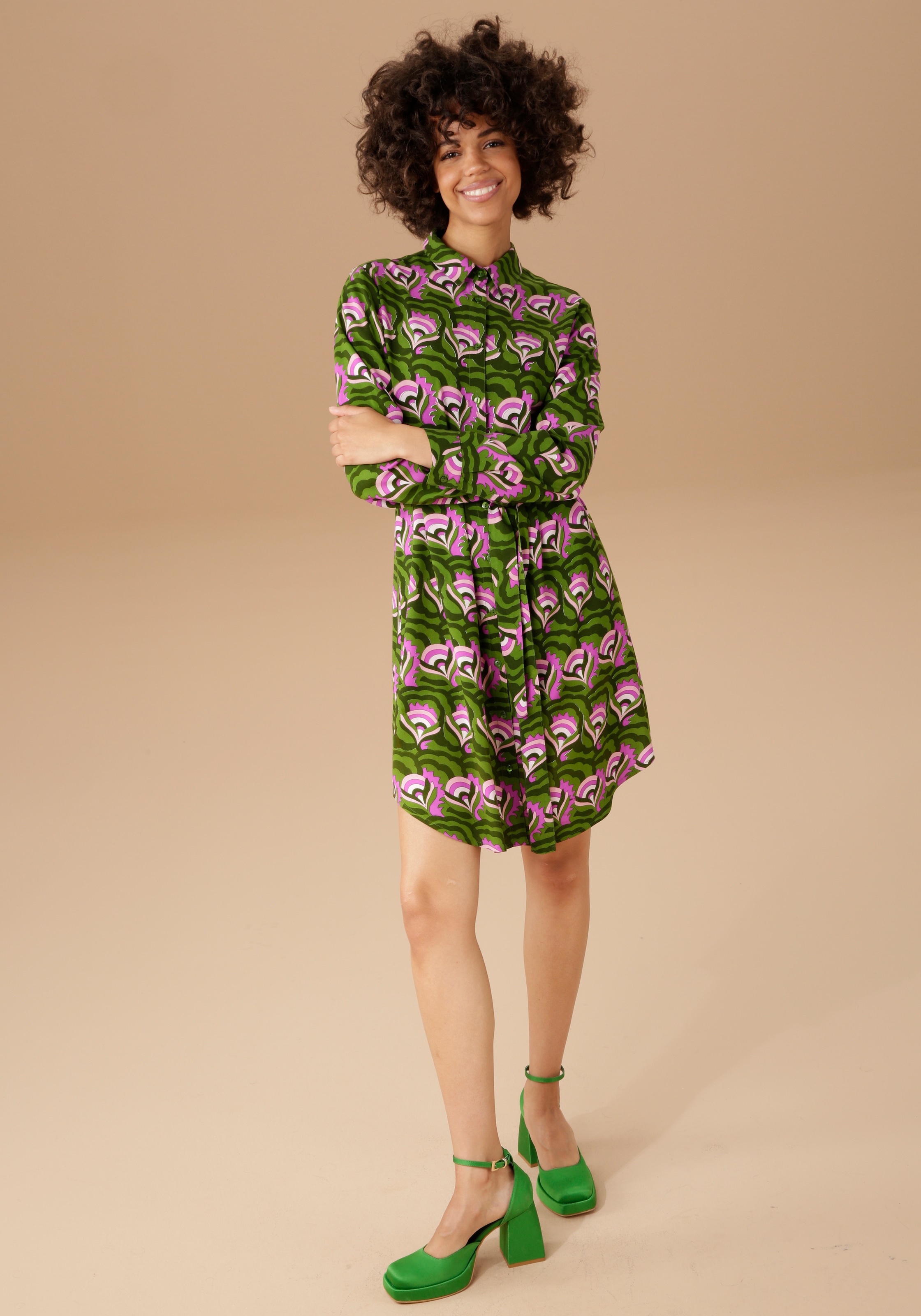 Zara Blusenkleid Allover-Druck Casual-Look Mode Kleider Blusenkleider 