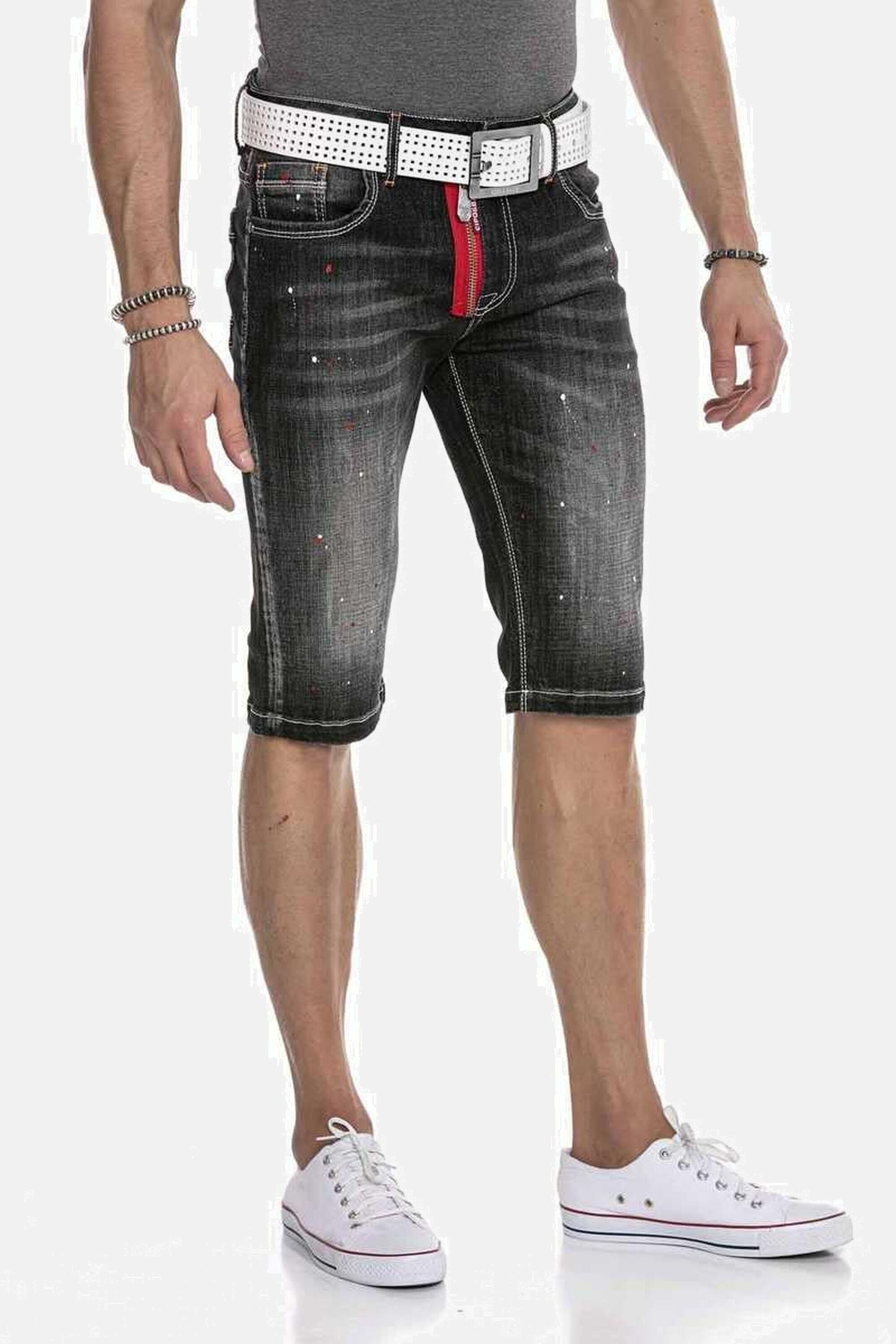 Cipo & Baxx Jeansbermudas »Bermuda & Short«, mit trendigen Farbklecksen, CK240