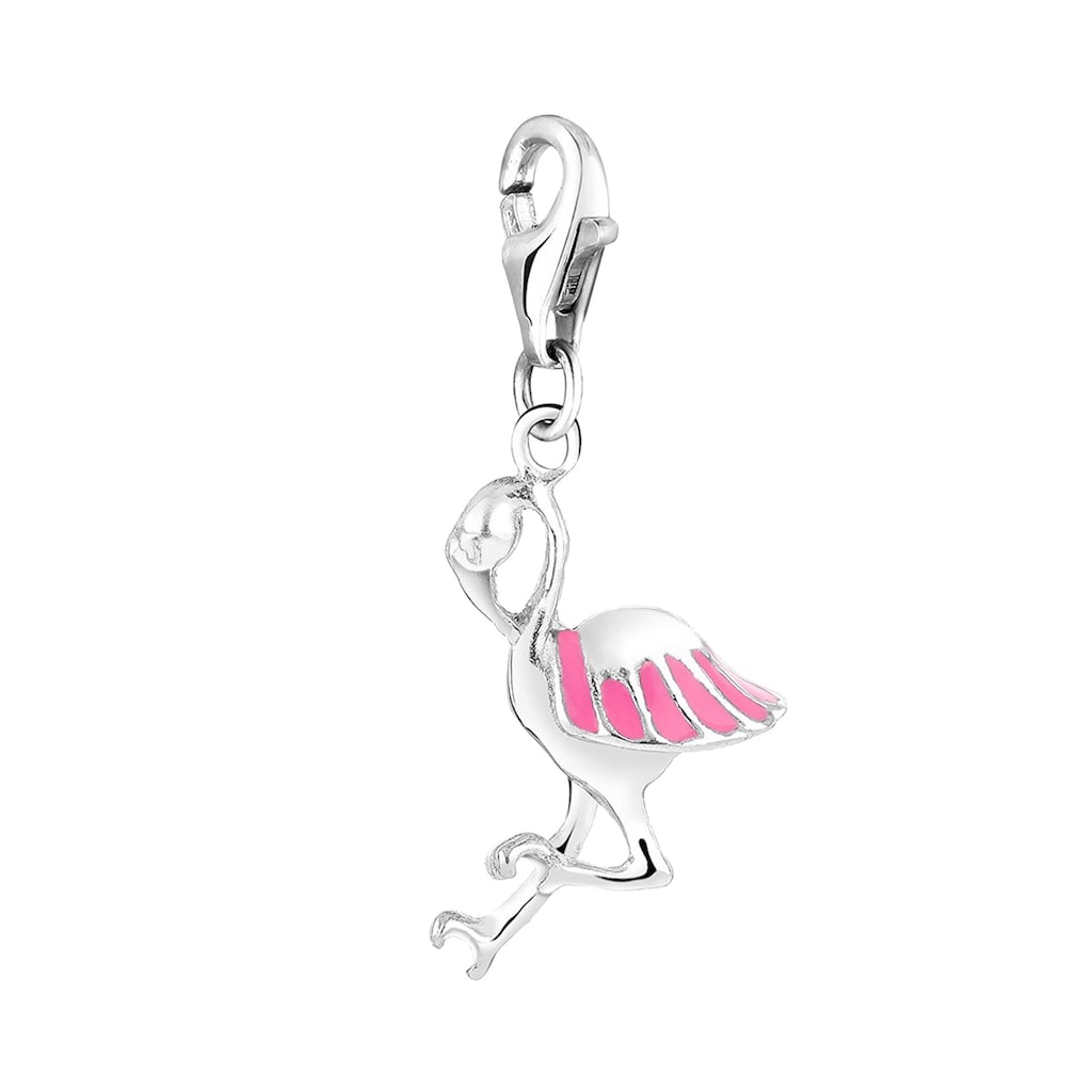 Nenalina Charm-Einhänger »Anhänger Flamingo Sommer Emaille 925 Silber«