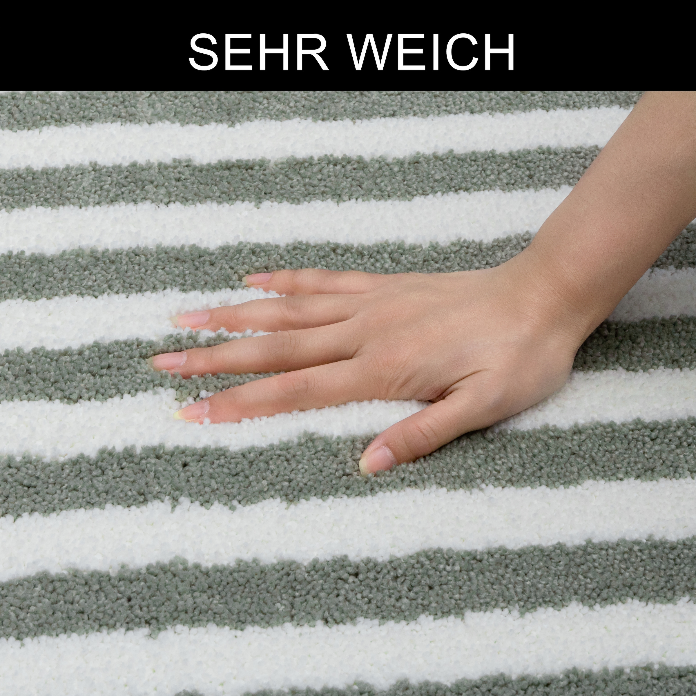 OTTO home Badematte »Streifen, Jannika, Badvorleger, Badezimmer Teppich« Höhe 12 mm rutschhemmend beschichtet fußbodenheizungsgeeignet | schnell trocknend Scandi, modern, gestreift, Badteppich, Badematten