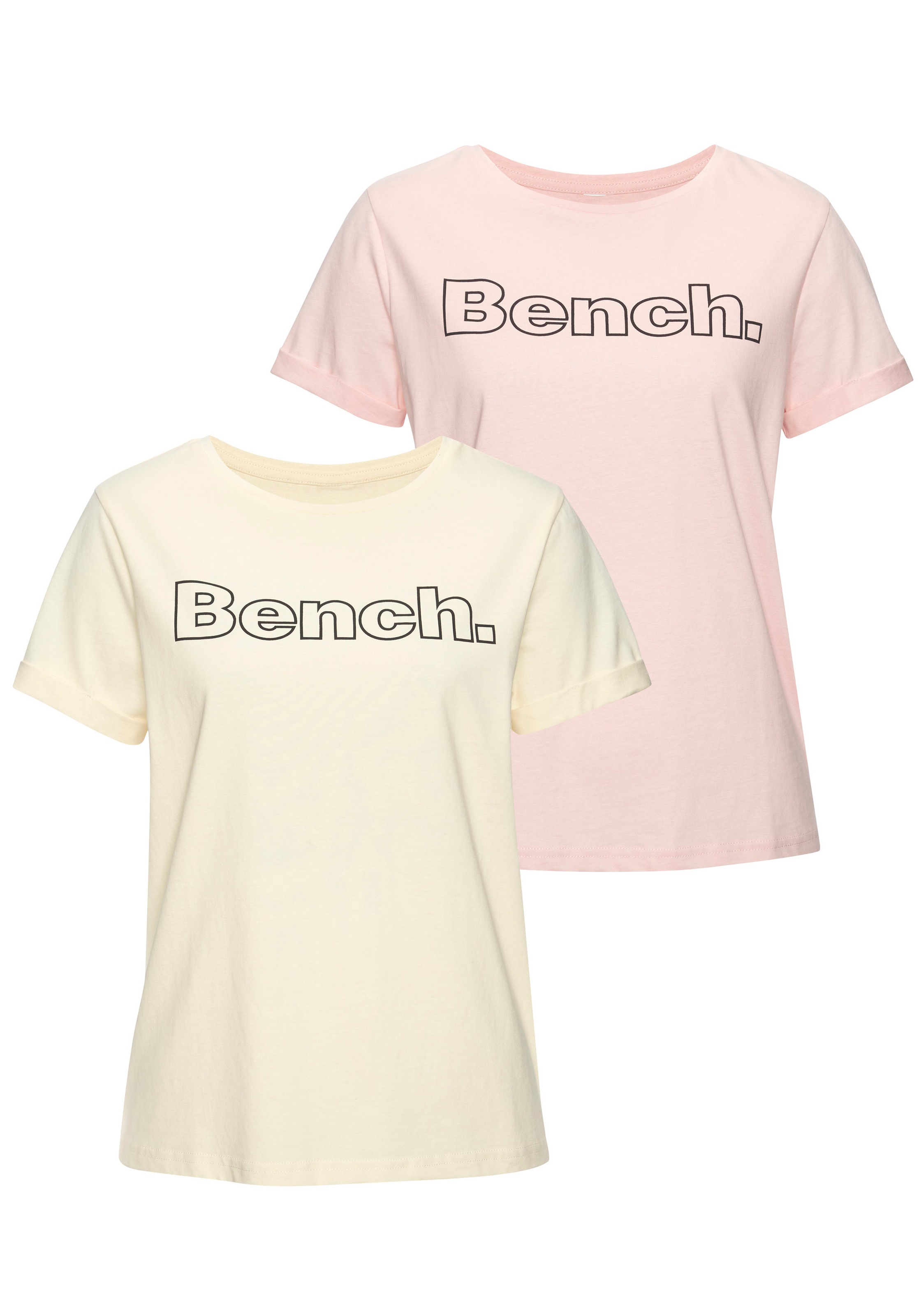 Bench. Loungewear T-Shirt, (Packung, 2 tlg.), mit Logodruck