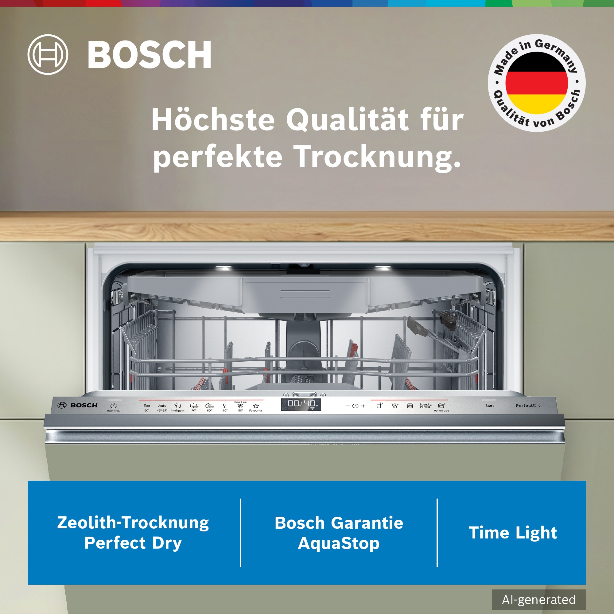 BOSCH vollintegrierbarer Geschirrspüler XXL, Serie 6 "SBV6ZCX16E" 14 Maßgedecke Hervorragendes Perfect Dry & flexible, leicht laufende Max Flex Körbe