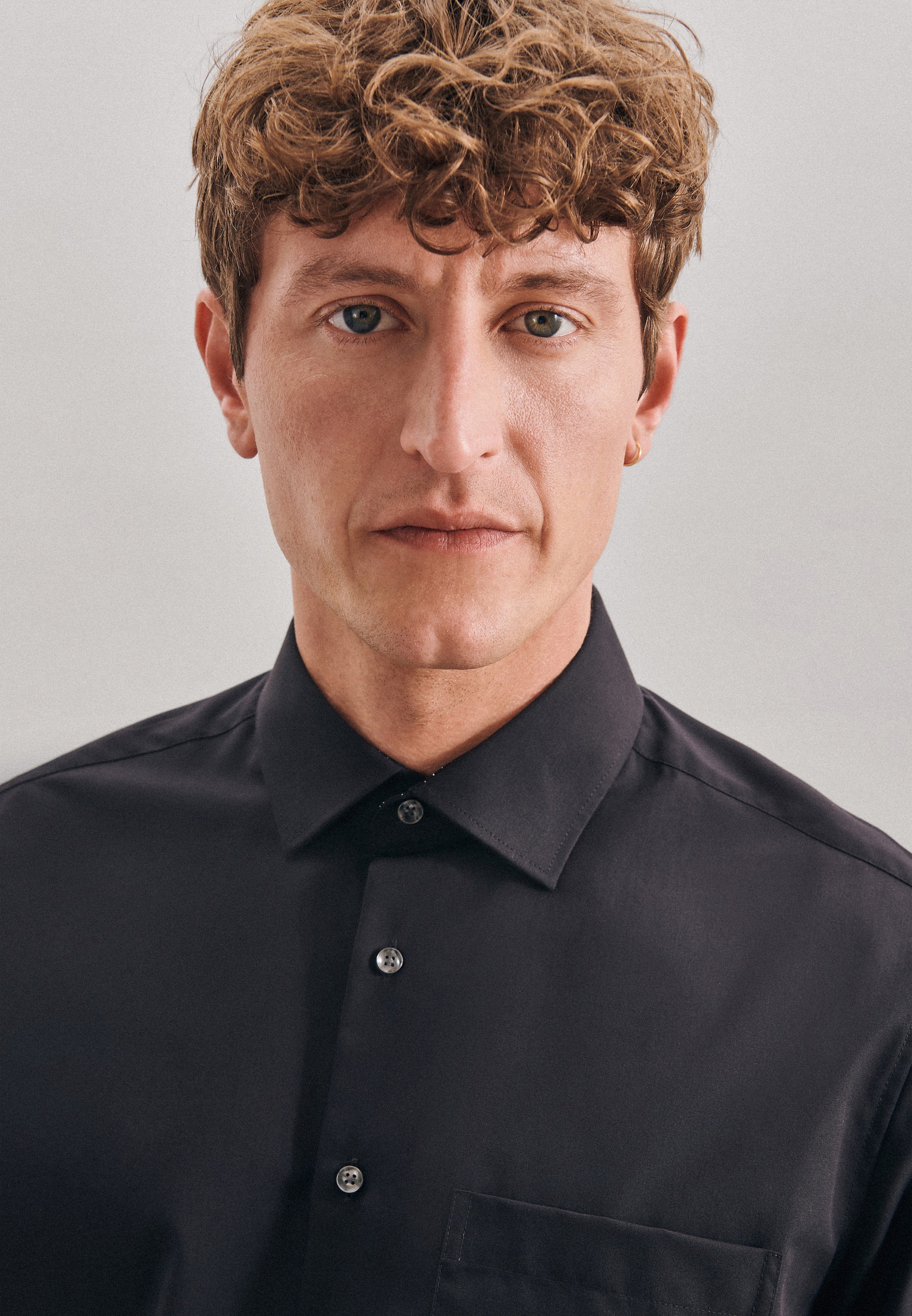 Businesshemd SEIDENSTICKER "Schwarze Rose", Herren, Gr. XXL (46), normale Ärmellängen, schwarz, 100% Baumwolle, unifarben, regular fit, 2-Knopf-Manschette, Hemden, Regular 1/1 Kentkragen Uni 2