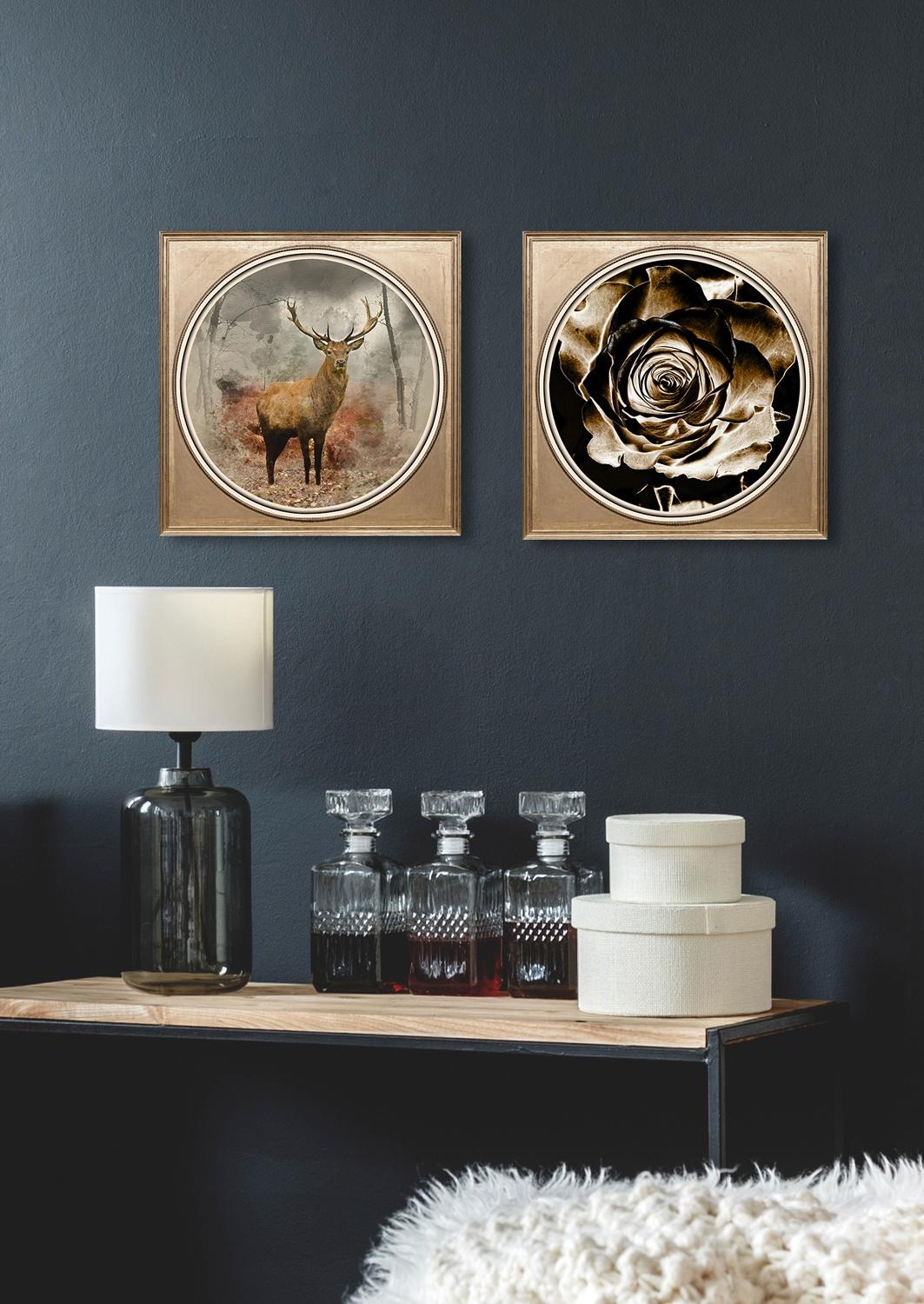 queence Acrylglasbild »Hirsch«, Kunst-Gemälde-Tiere-Hirsch-Hirsche-Hirschbilder-Wildtiere-Wald-Waldbilder, Fine Art-Print in Galeriequalität