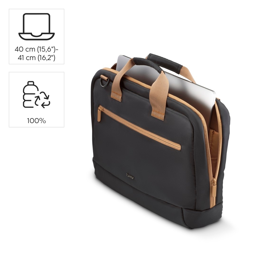 Hama Laptoptasche »Laptoptasche 15,6“ – 16,2“ (leicht, gepolstert, wasserfest, 2 Fächer)«, Nachhaltig, recycled