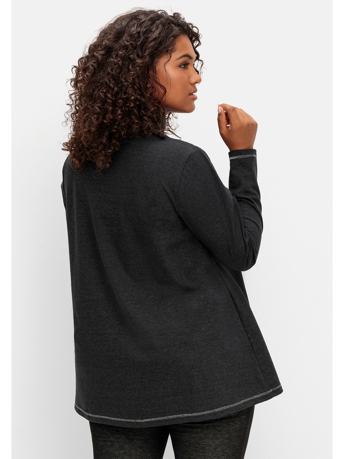 Sheego Langarmshirt »Große Größen«, in A-Linie, mit Stehkragen für kaufen |  BAUR