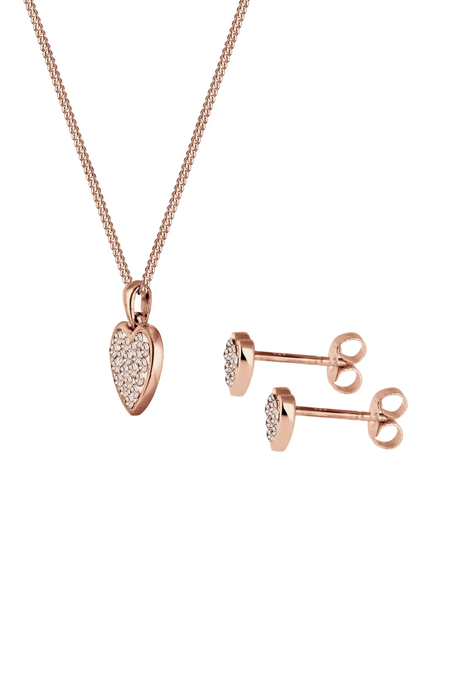 Elli Schmuckset »Herz Glas Kristalle Weiß 925 Sterling Silber«