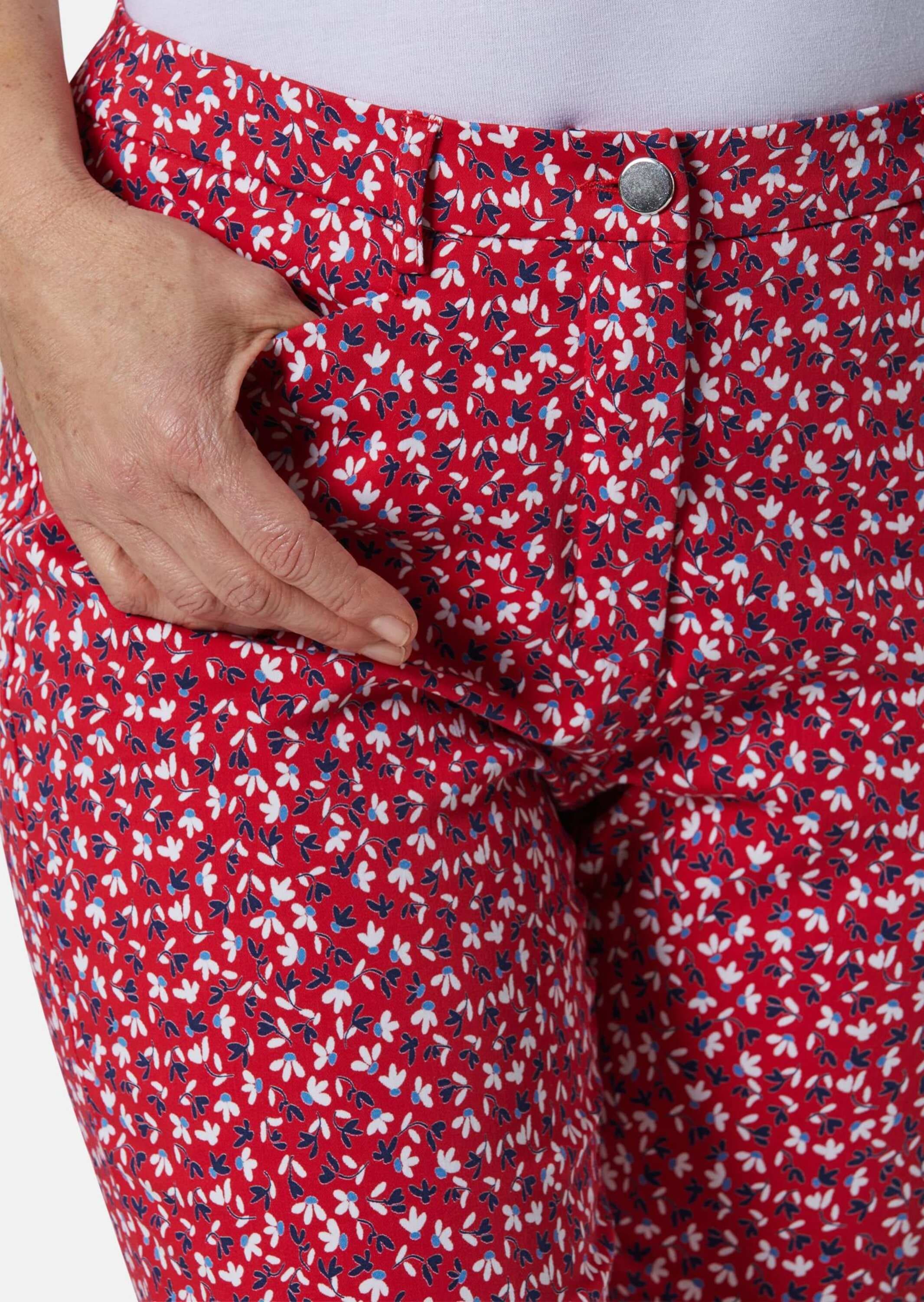 GOLDNER Chinos »Druckhose Druckhose mit ausgefallenem Blumenmuster«